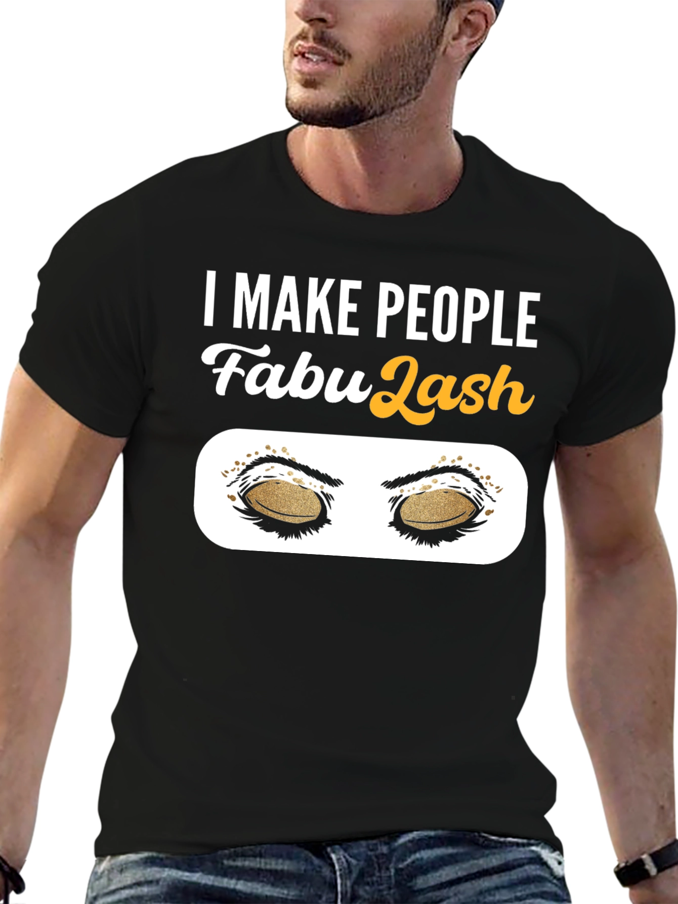 Black FabuLash Makeup Artist T-Shirt Eyelash Extensions view 6