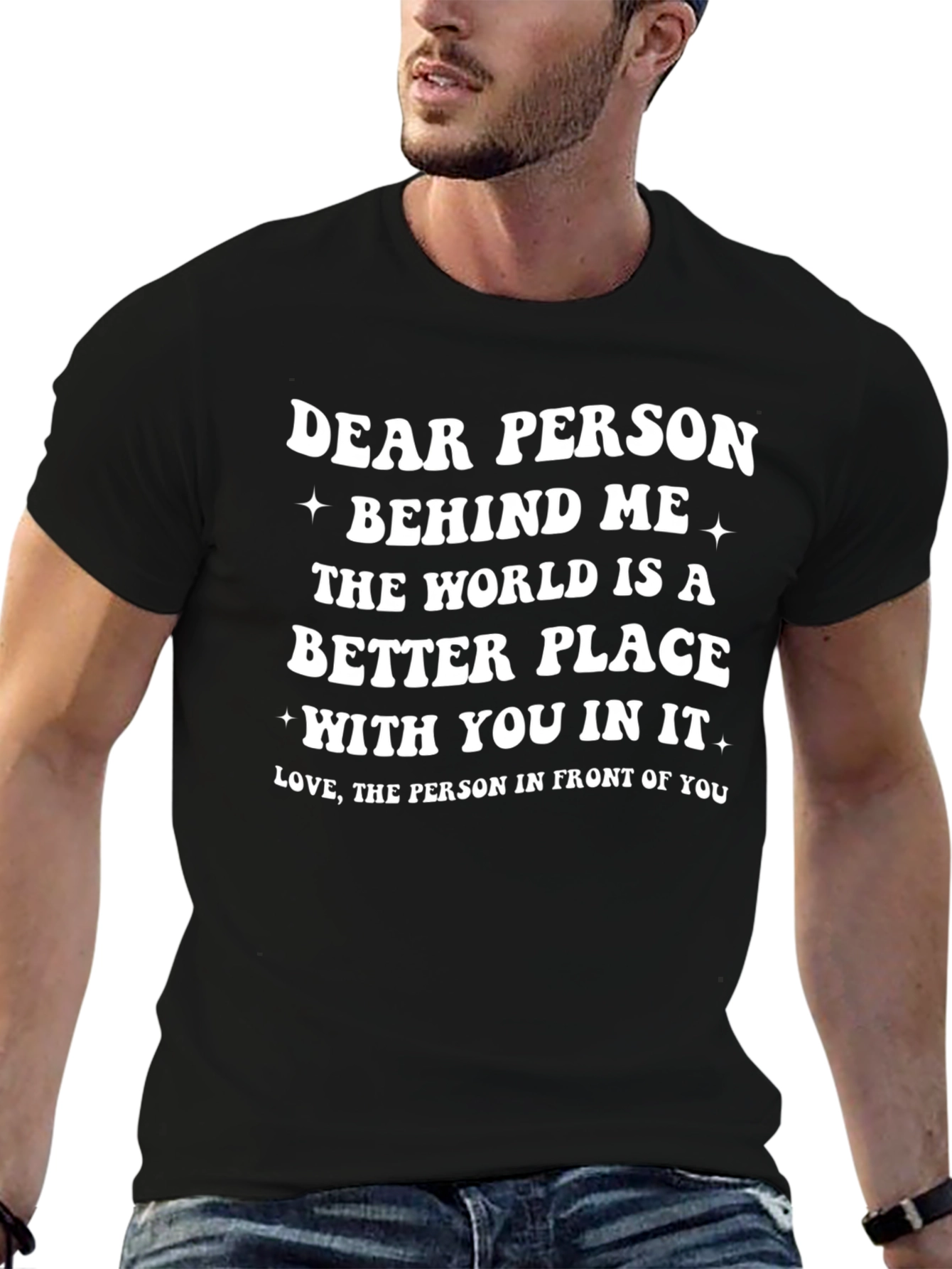 Black Dear Person Behind Me Graphic Tee - Positive Message T-Shirt view 6