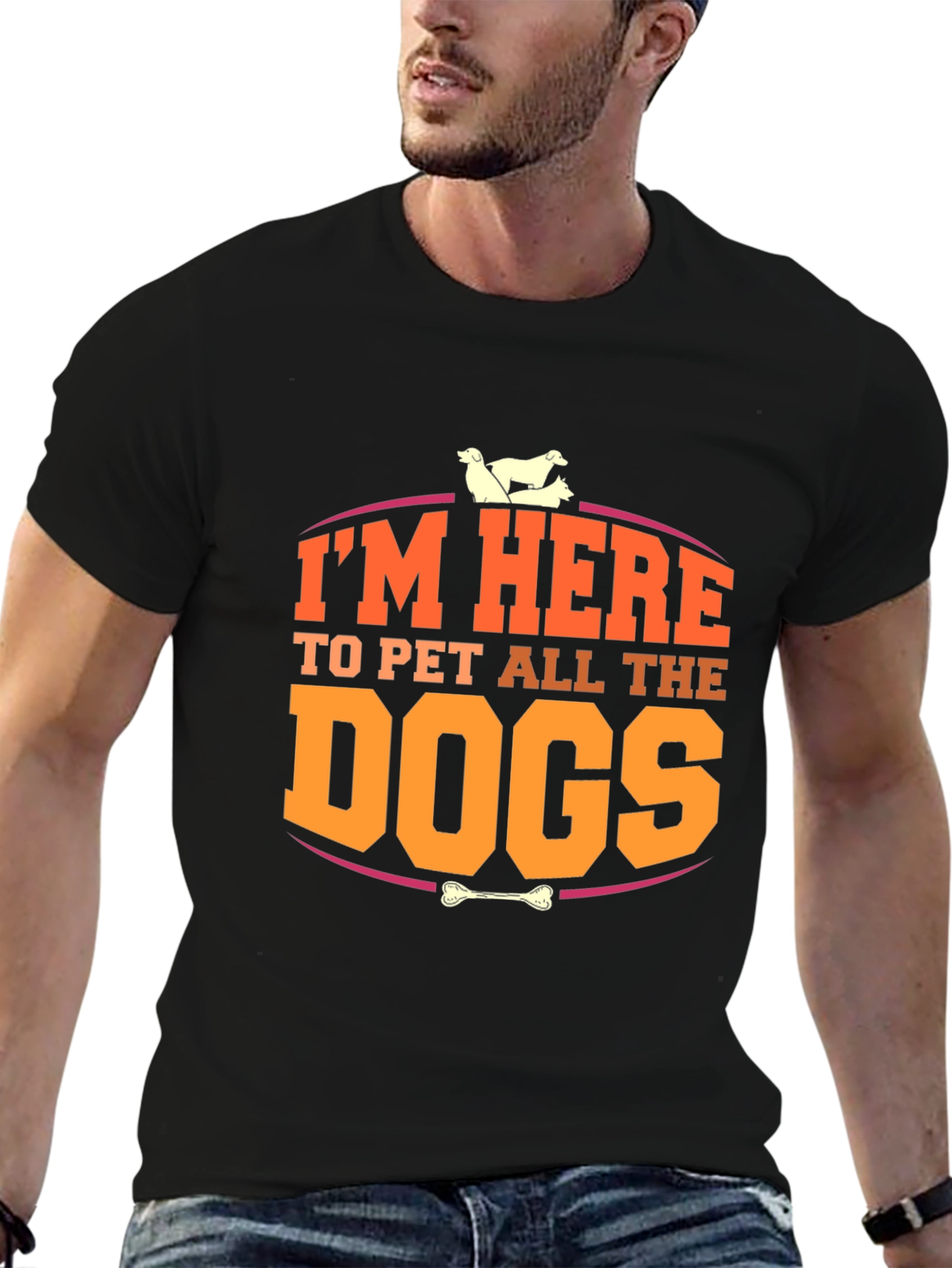 Black I'm Here to Pet All the Dogs T-Shirt view 6