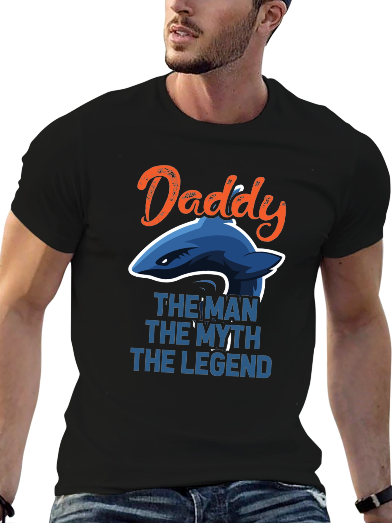 Black Daddy Shark Graphic T-Shirt view 6