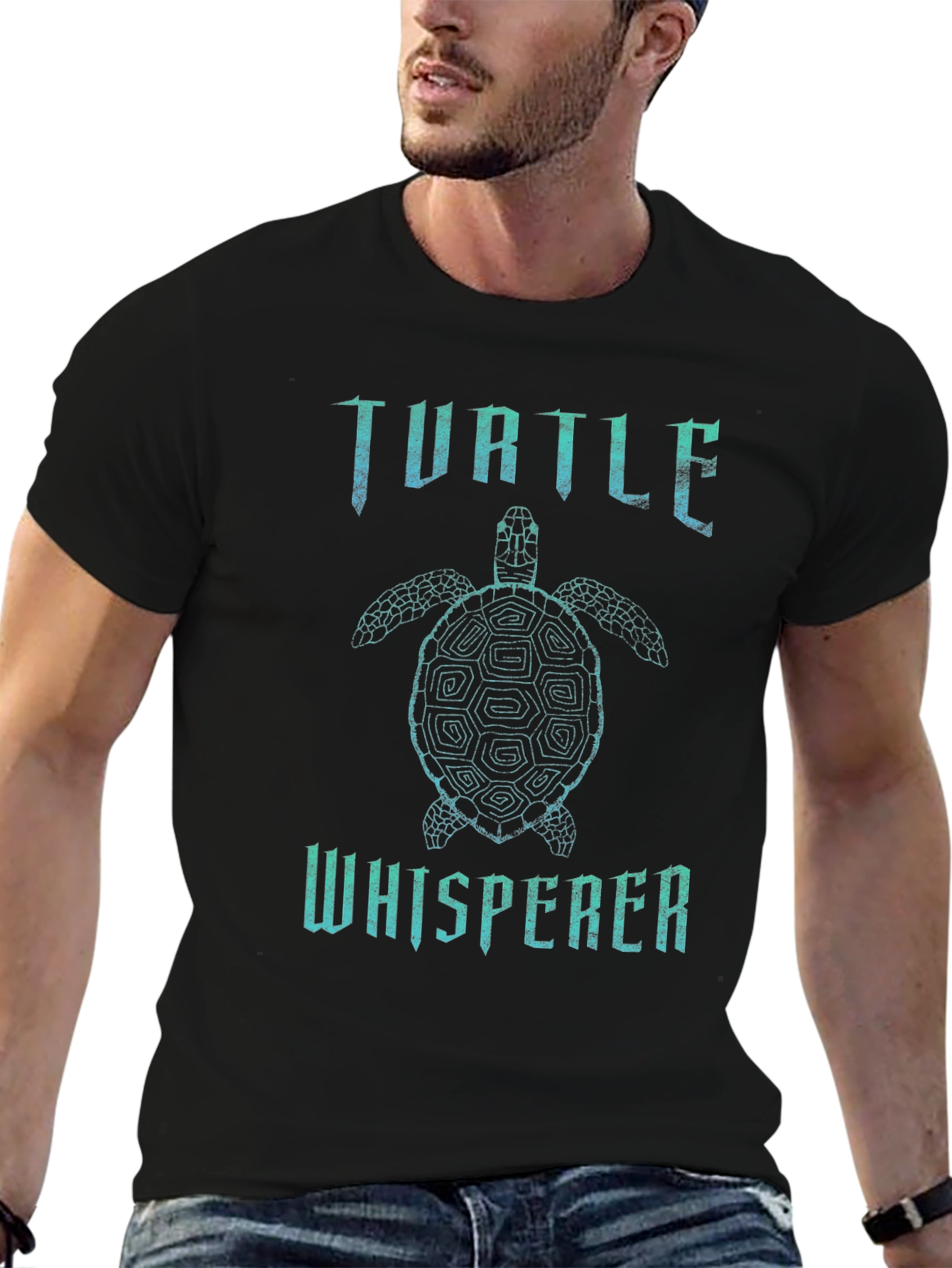Black Turtle Whisperer Black T-Shirt view 6