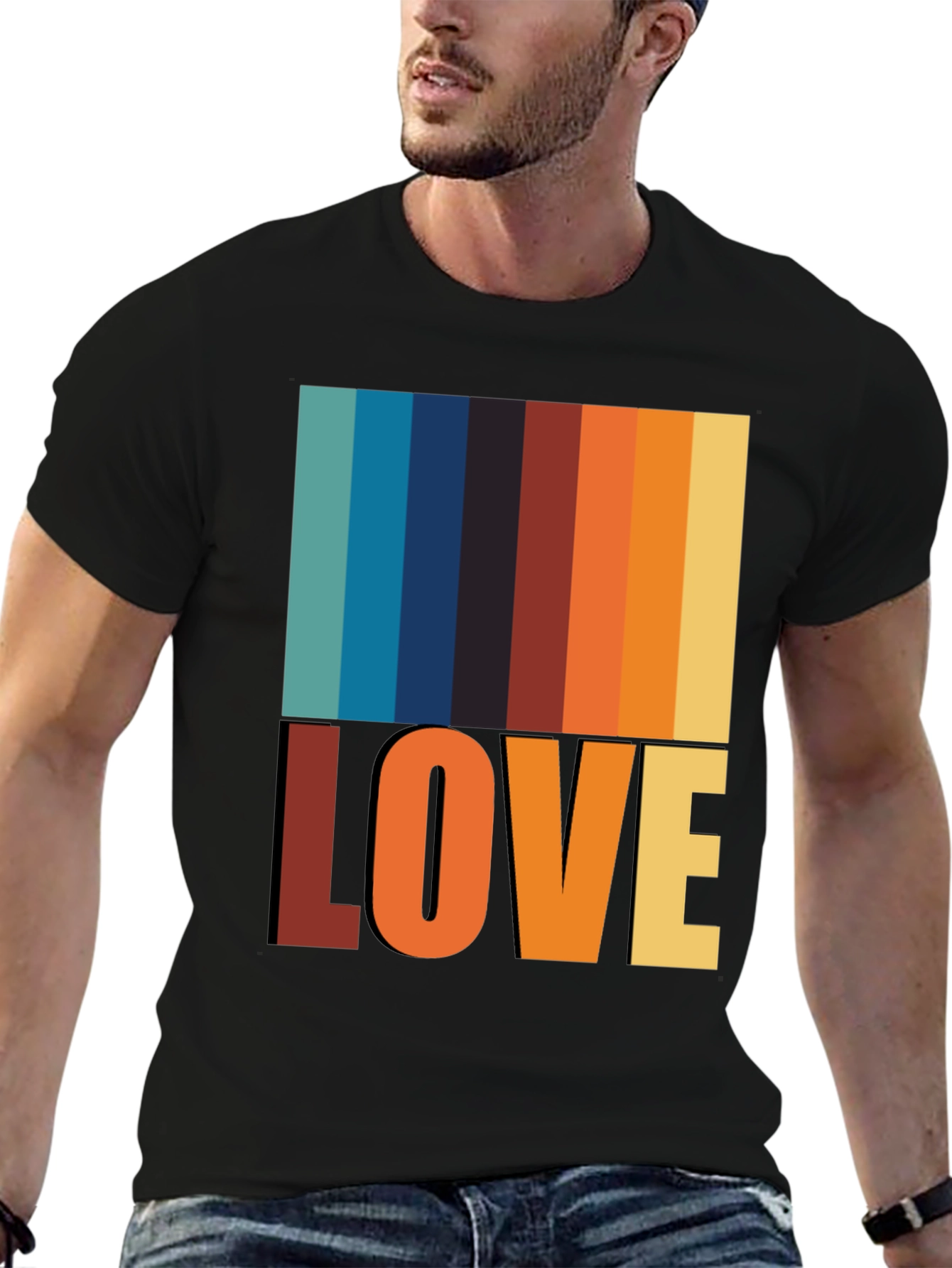 Black Retro Love T-Shirt - Vintage Style Tee view 6