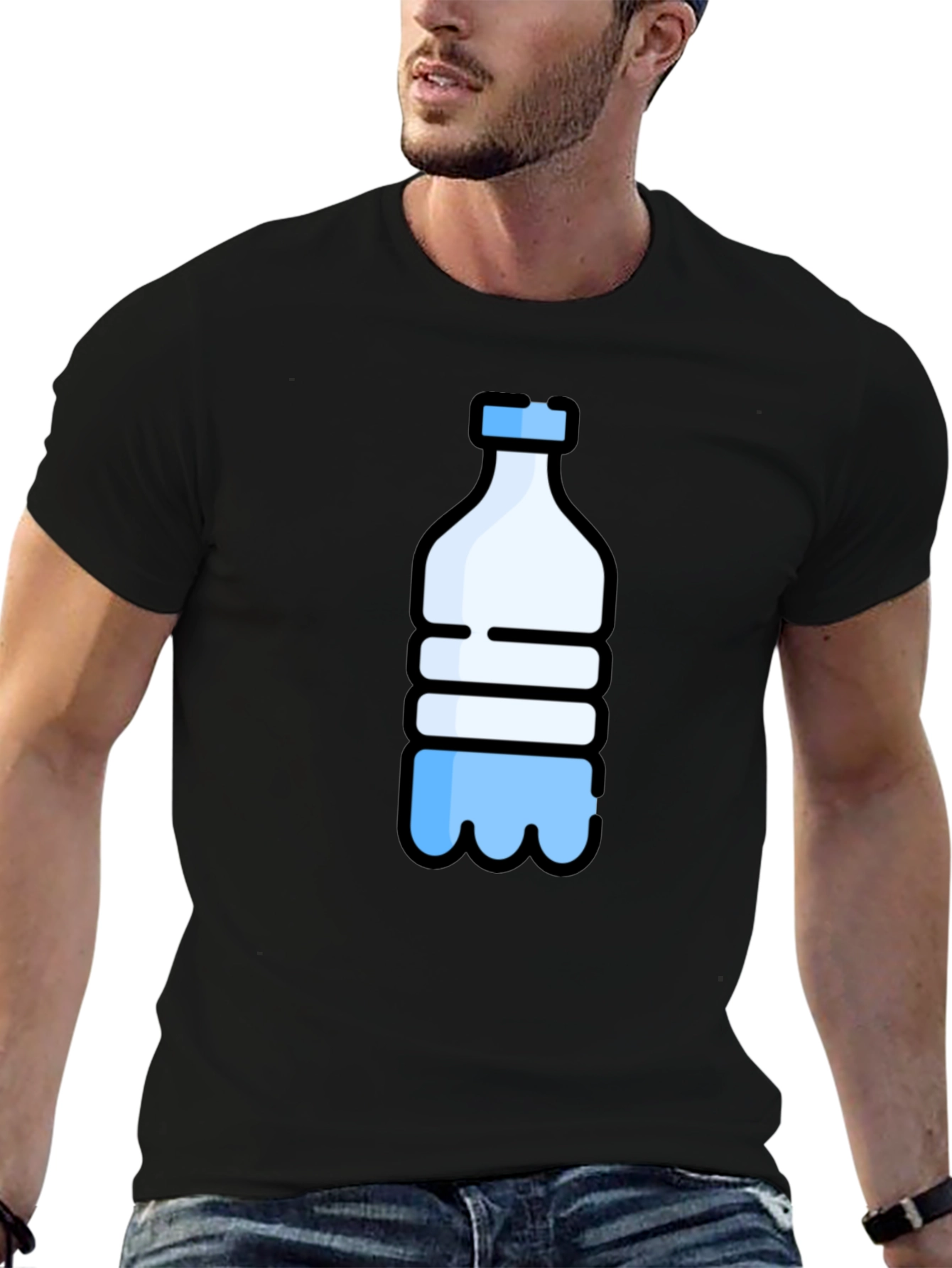 Black Water Bottle Graphic Tee - Black view 6