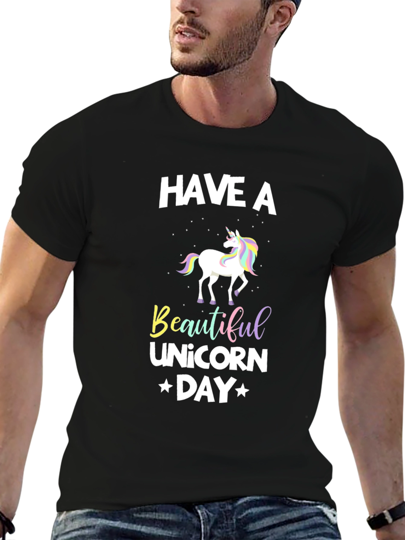 Black Have A Beautiful Unicorn Day Black T-Shirt view 6