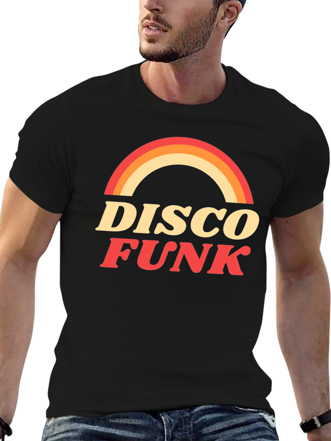 Black Retro Disco Funk Graphic T-Shirt view 6