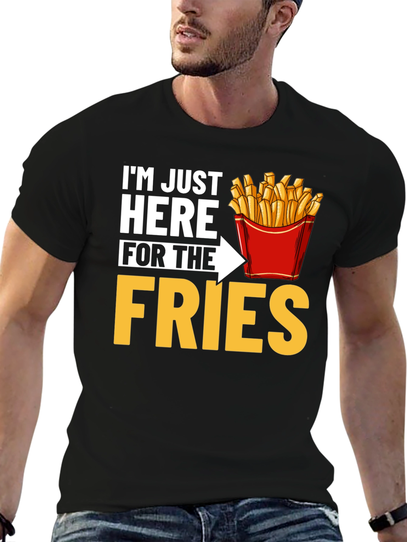 Black Just Here for the Fries Graphic T-Shirt view 6