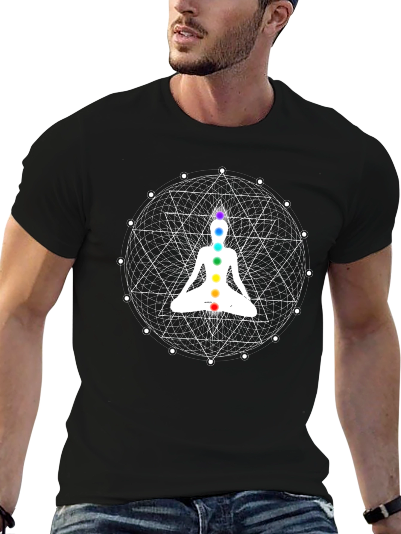 Black Chakra Meditation T-Shirt - Spiritual Yoga Tee view 6