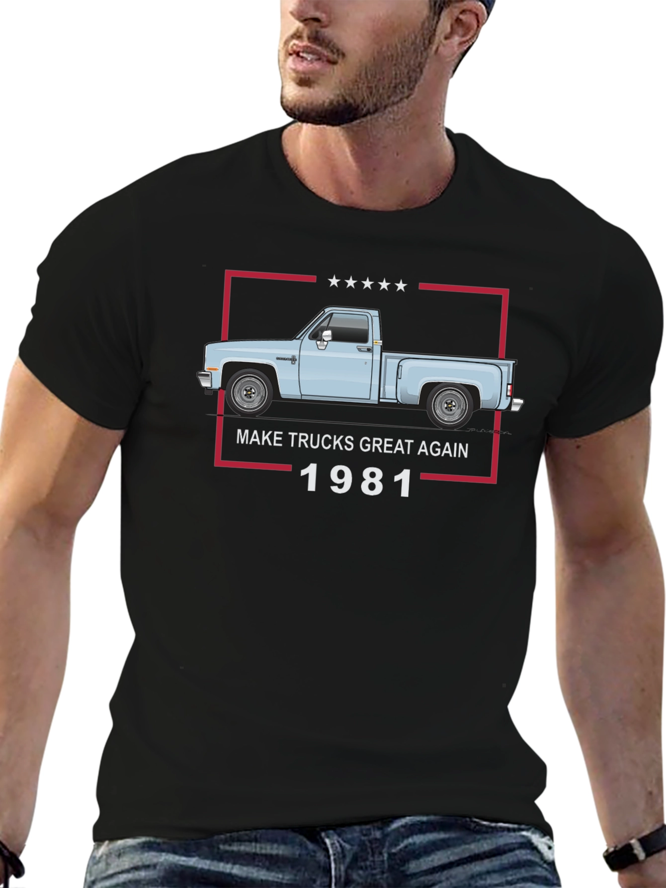 Black Make Trucks Great Again 1981 T-Shirt view 6