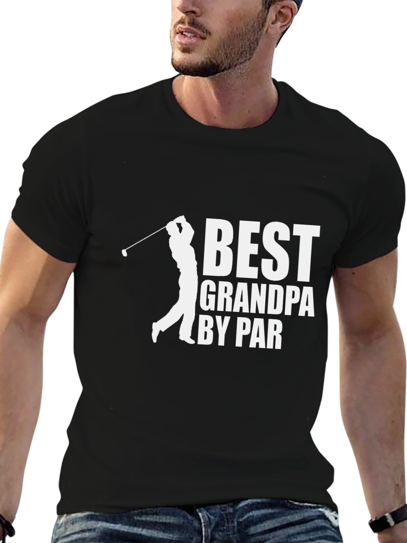 Black Best Grandpa By Par Golf T-Shirt view 6