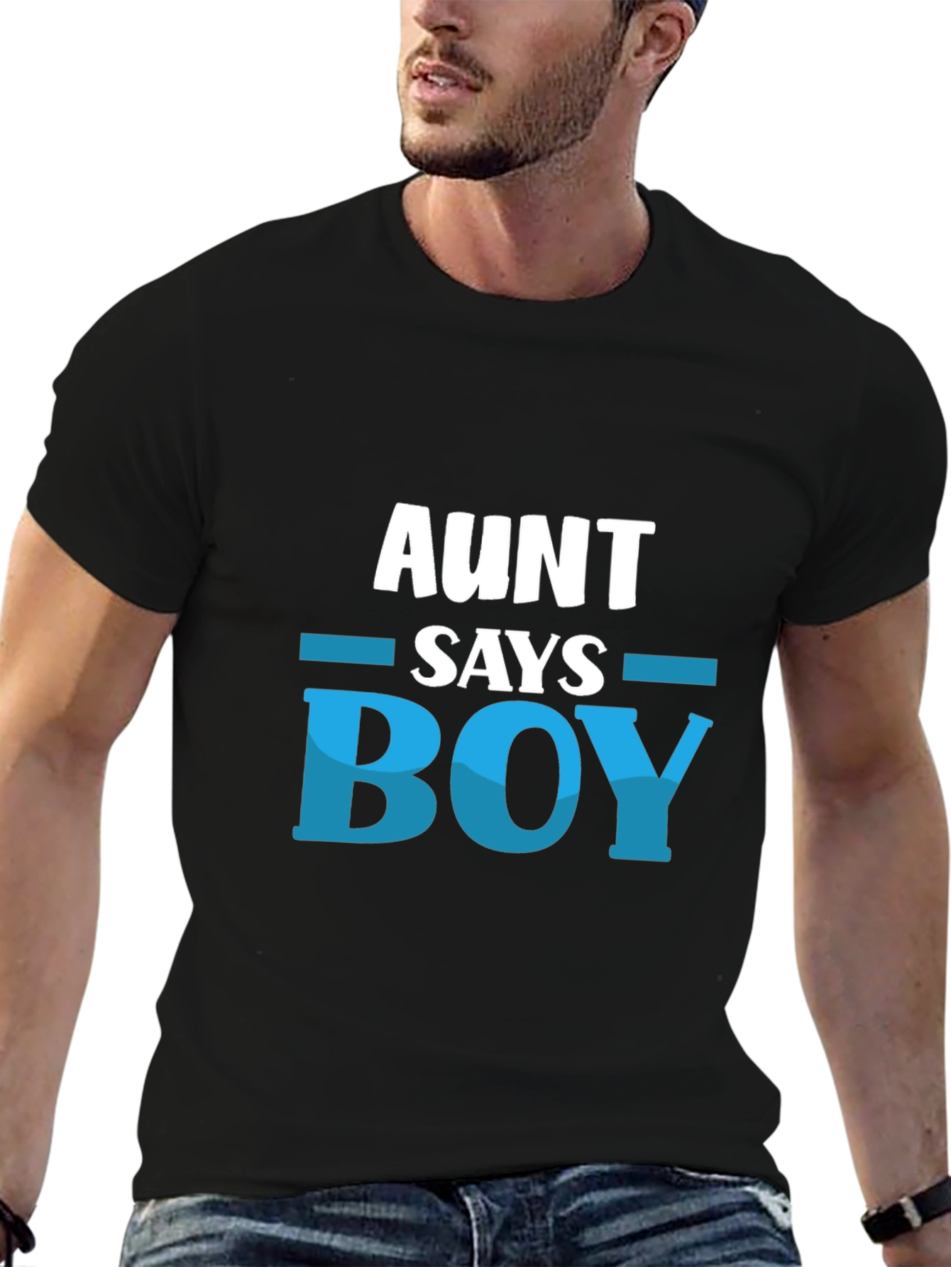 Black Aunt Says Boy T-Shirt - Baby Shower Gift view 6