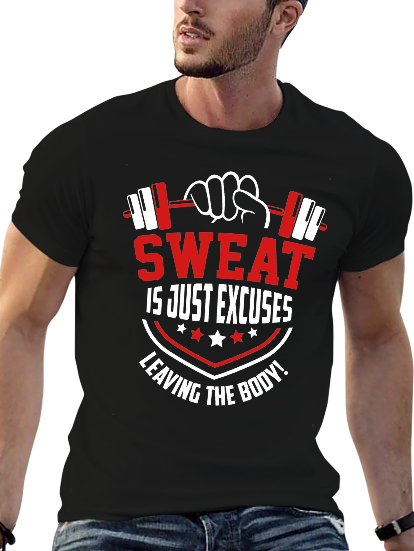 Sweat is Just Excuses Leaving the Body Black T-Shirt - 6