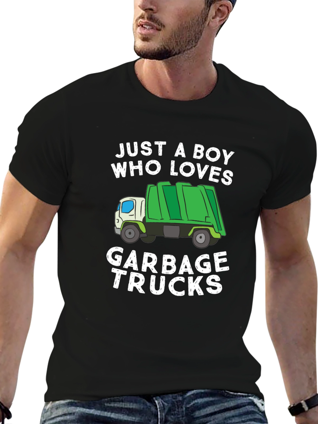 Black Garbage Truck Lover T-Shirt view 6