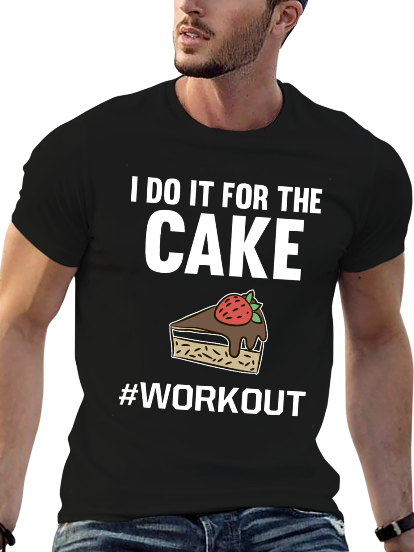 Black I Do It For The Cake Workout T-Shirt view 6