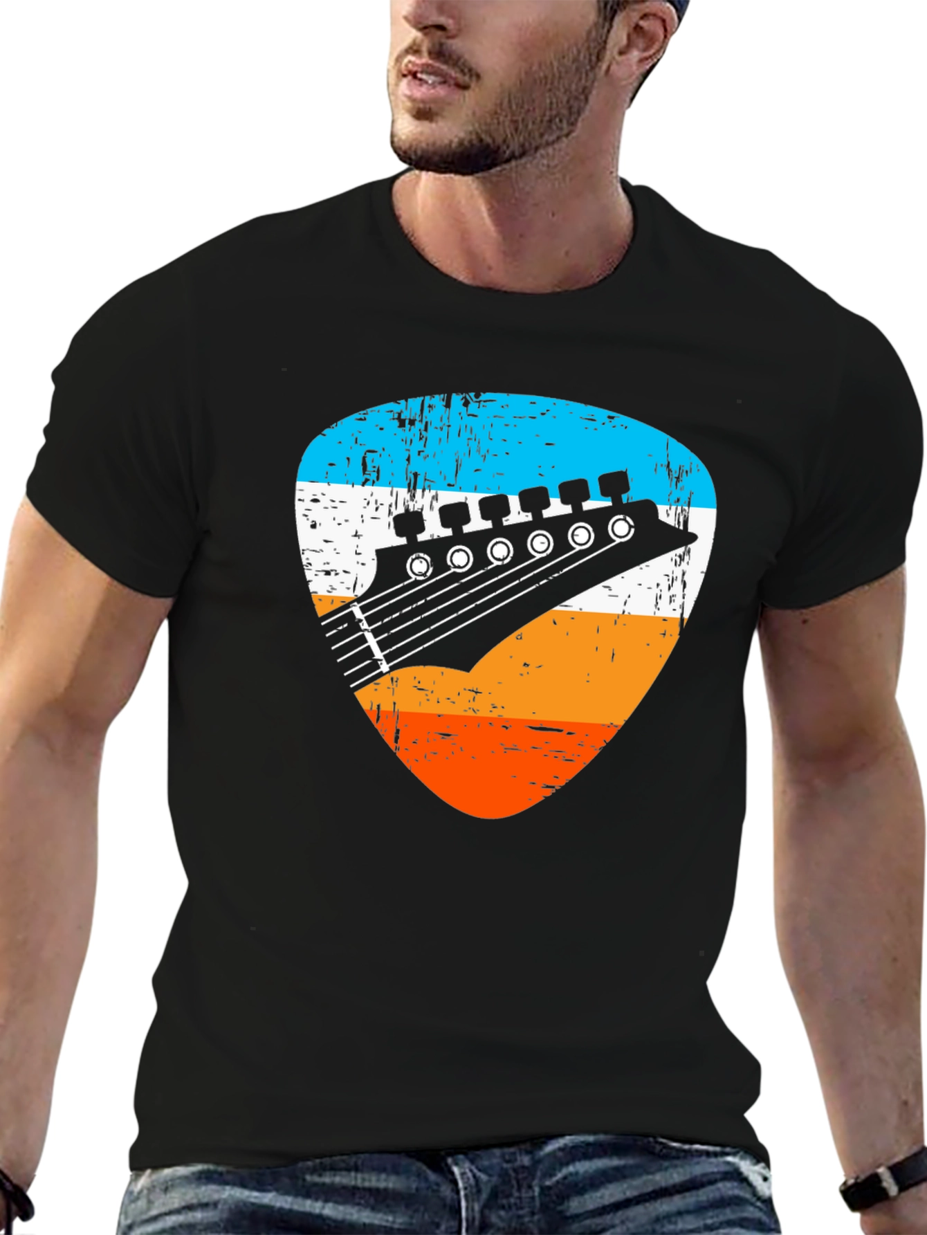 Retro Guitar Pick Graphic Tee - Musician T-Shirt - 6