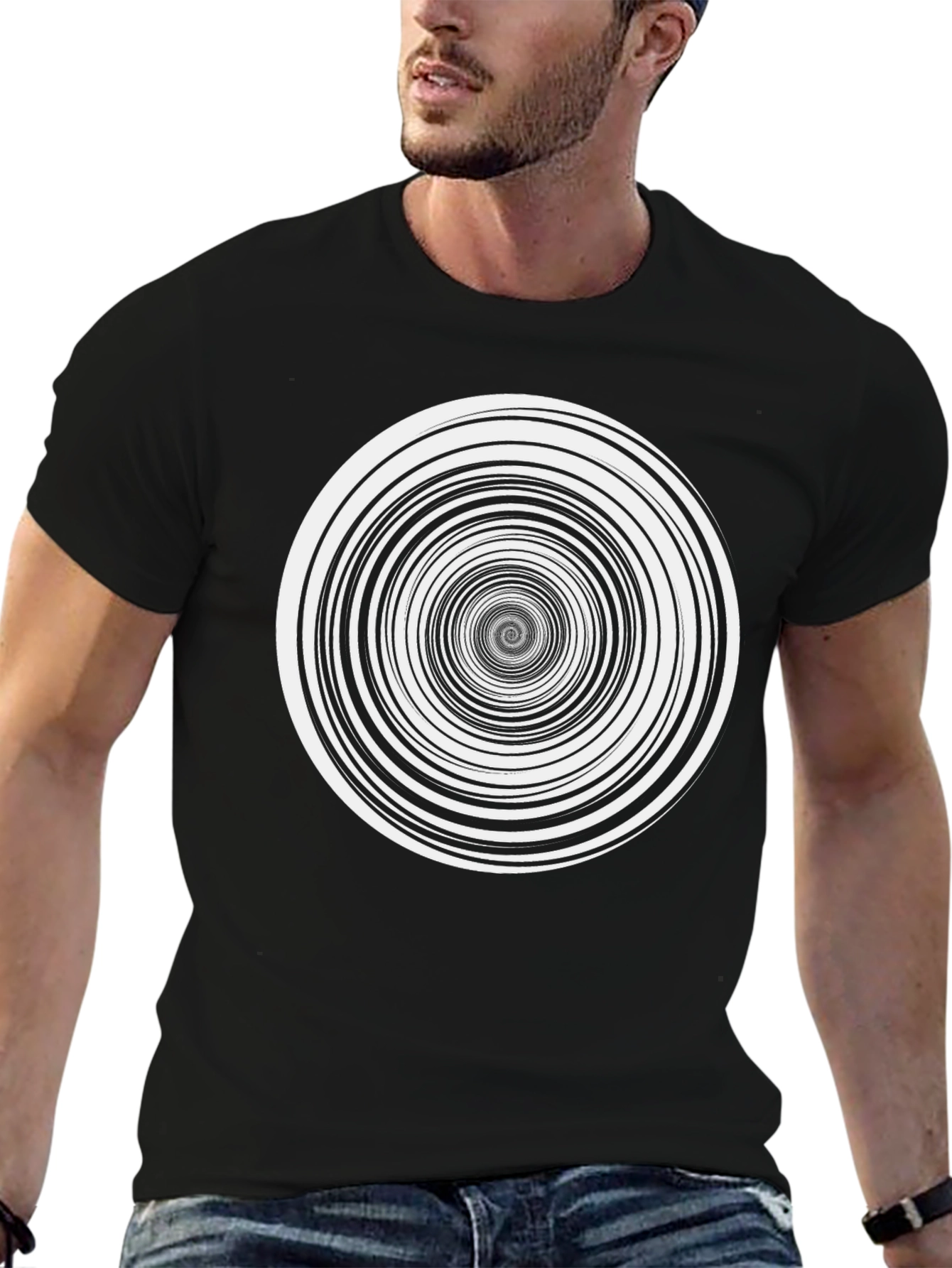 Black Hypnotic Swirl T-Shirt - Classic Black view 6