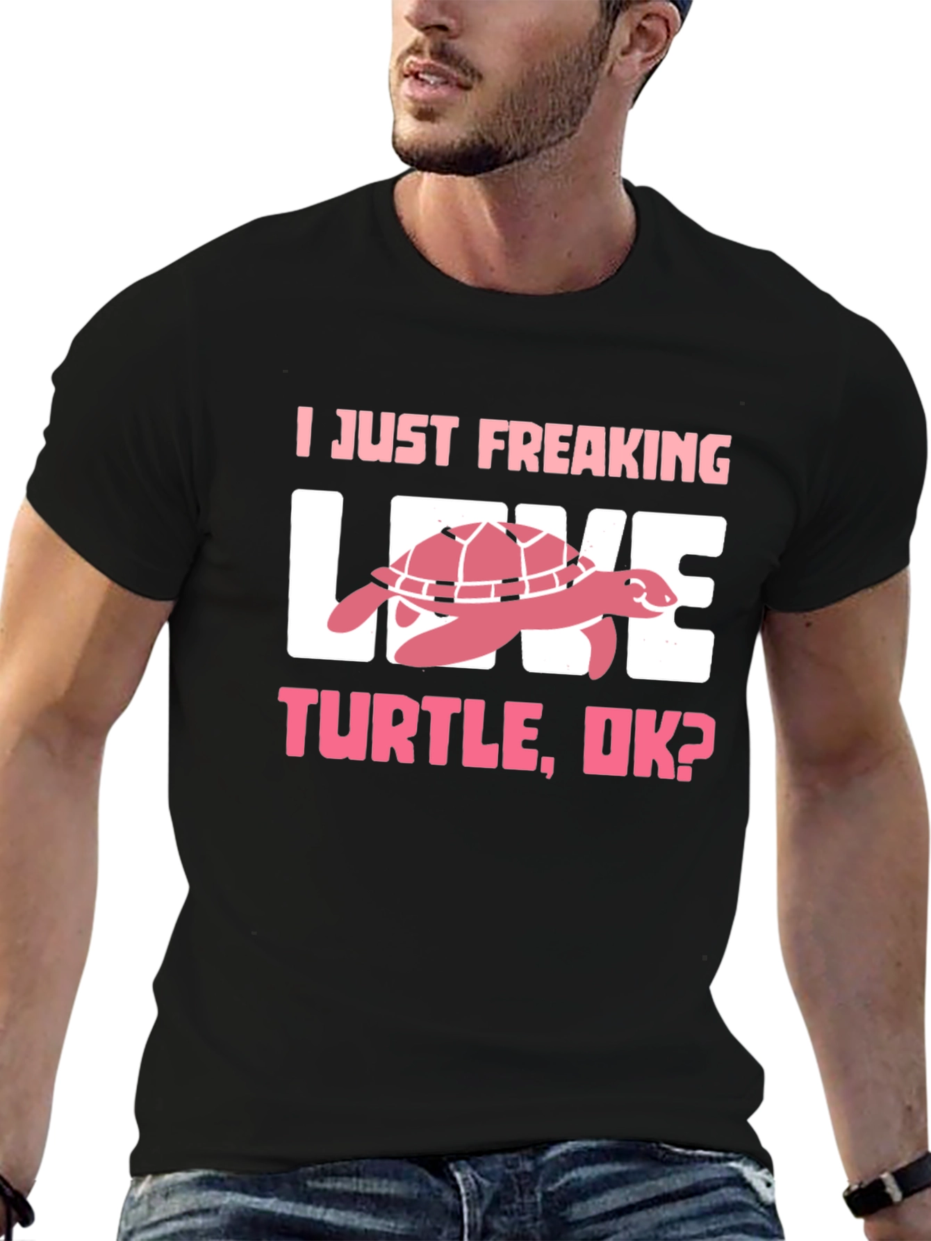 Black I Just Freaking Love Turtle T-Shirt view 6