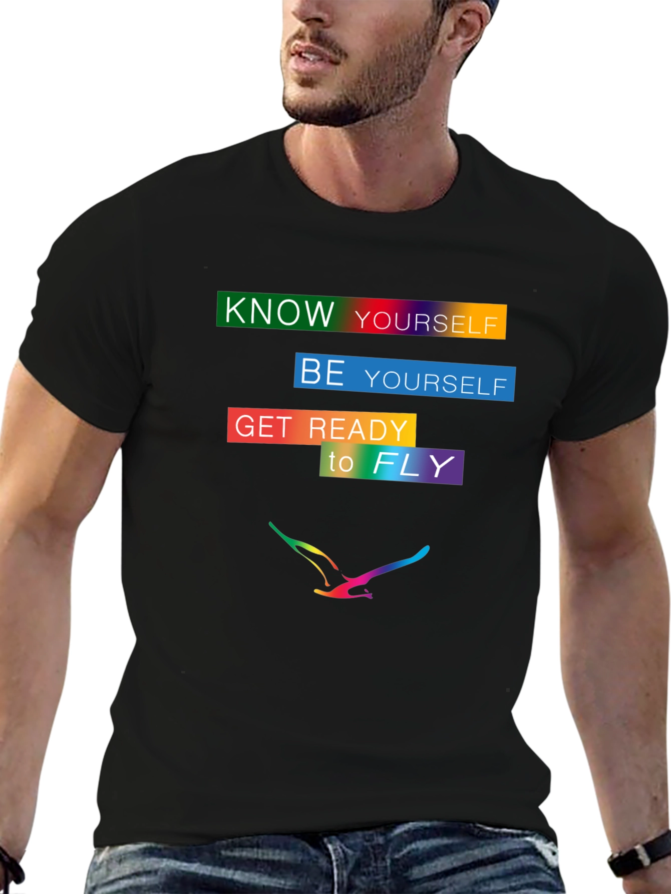 Black Know Yourself Graphic T-Shirt - Motivational Design view 6
