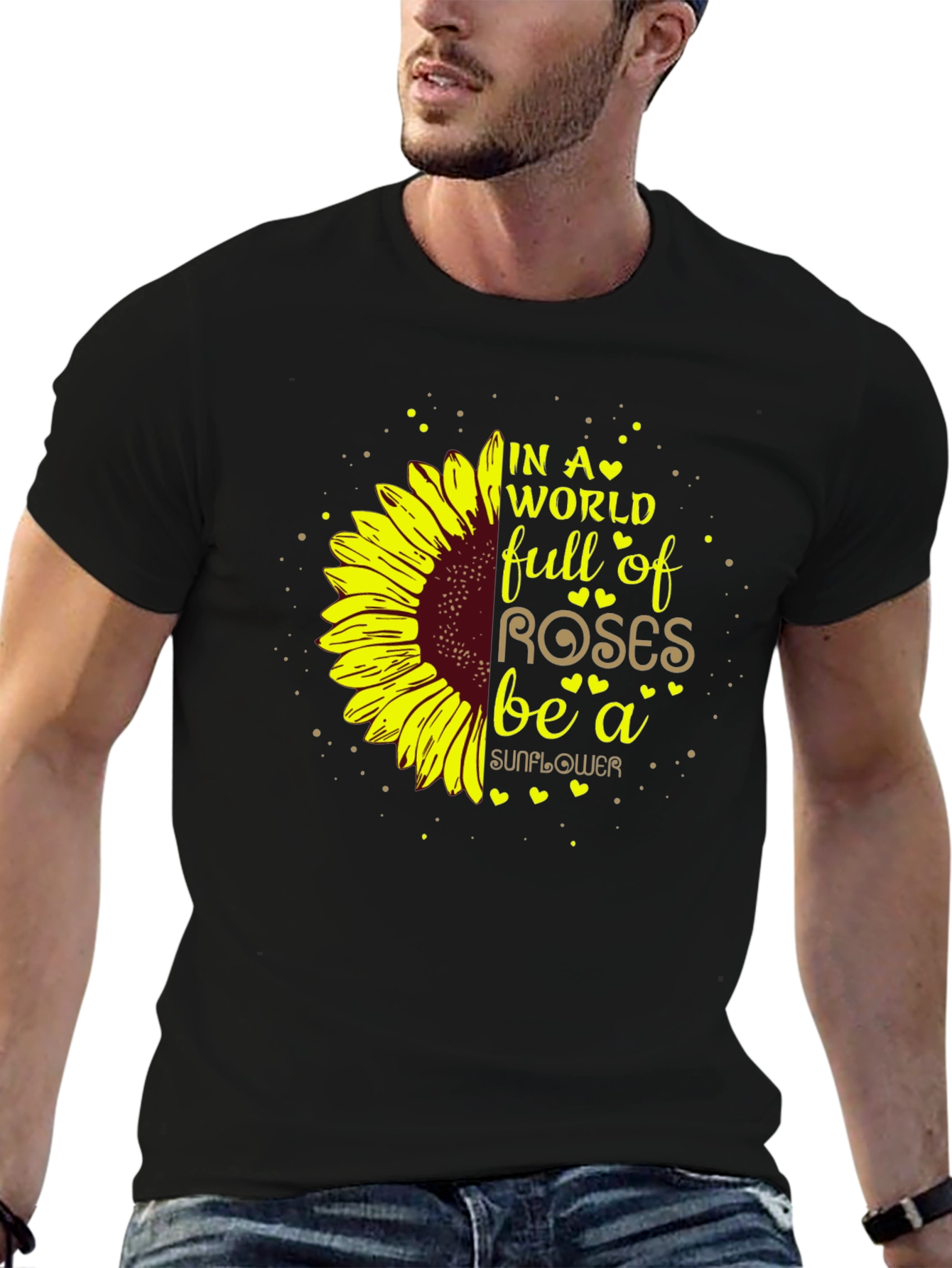 Black Sunflower Graphic T-Shirt - Be a Sunflower view 6