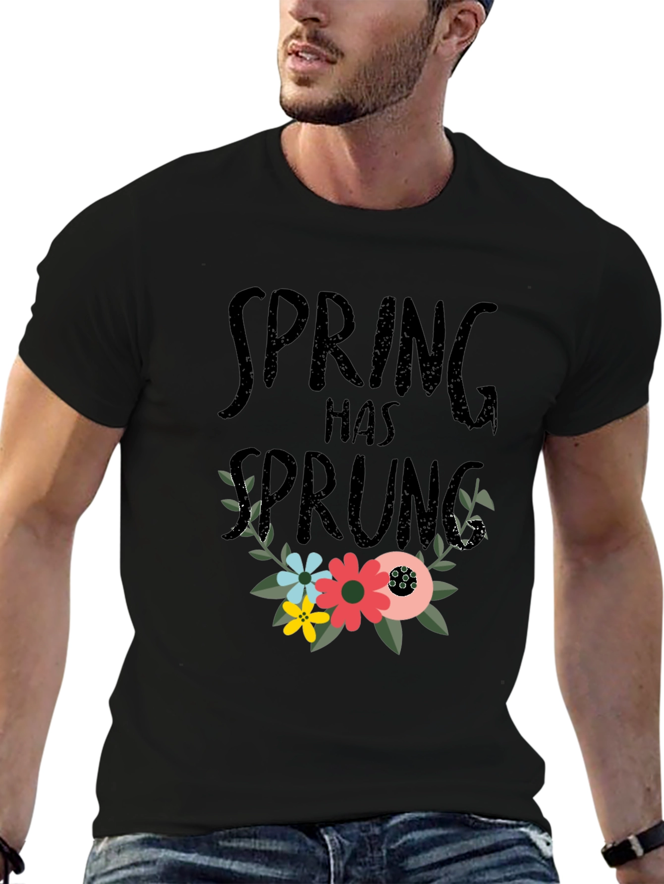 Black Spring Has Sprung Floral T-Shirt - Black view 6