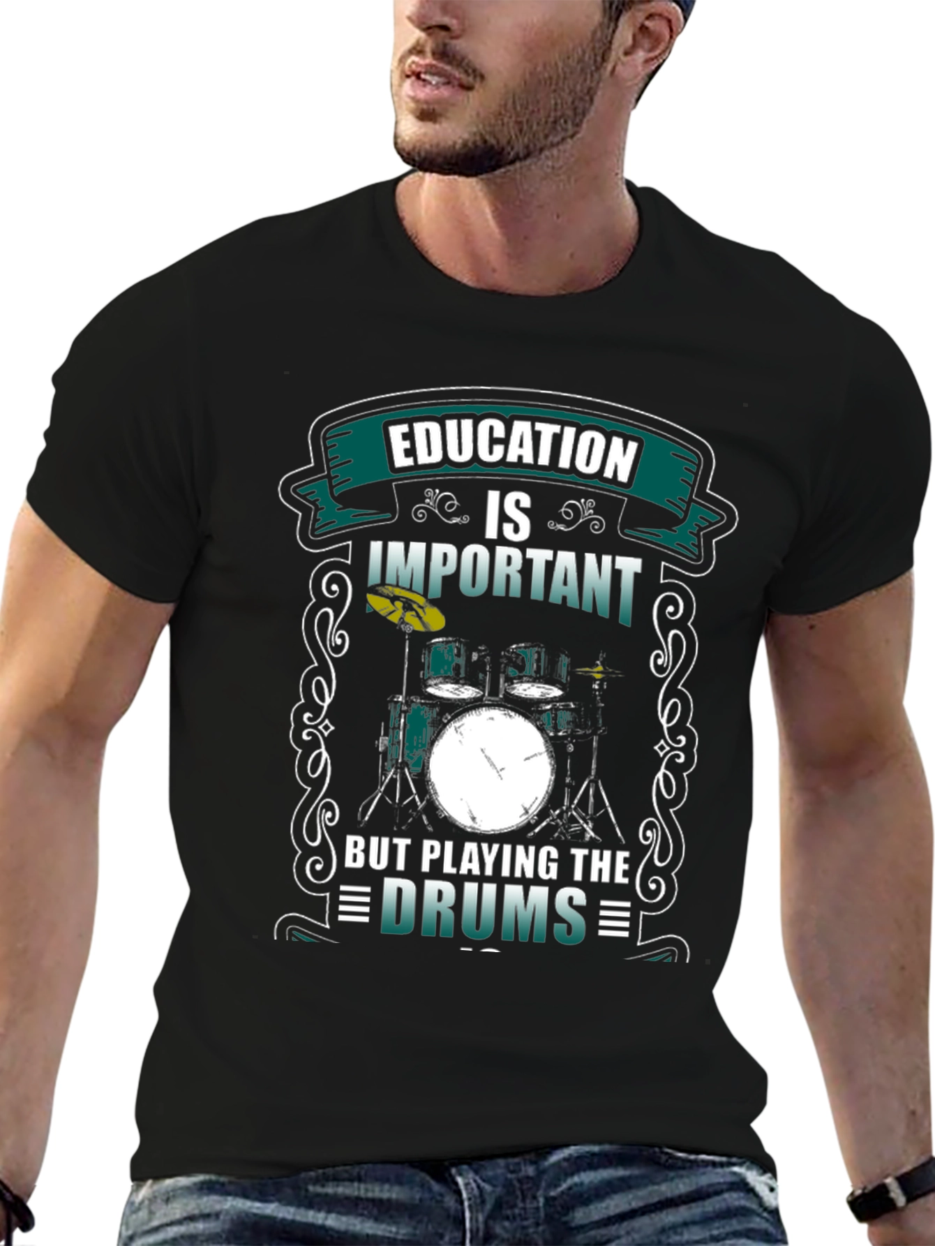 Black Education vs Drums T-Shirt view 6