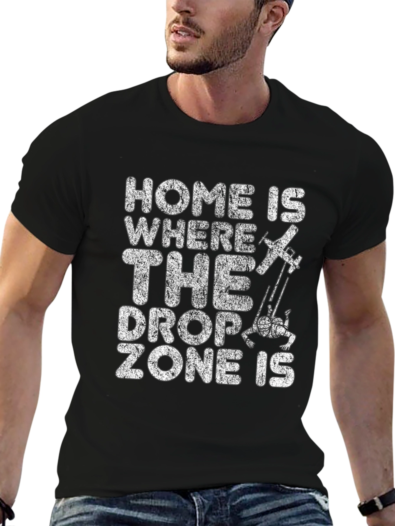 Black Skydiving Drop Zone Black T-Shirt view 6
