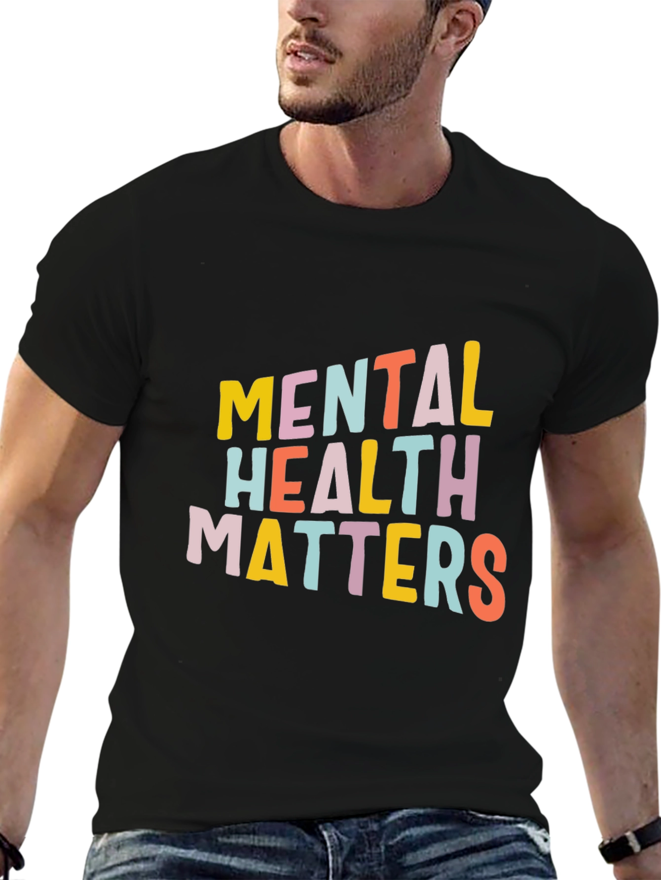 Black Mental Health Matters Graphic Tee - Unisex Black T-Shirt view 6