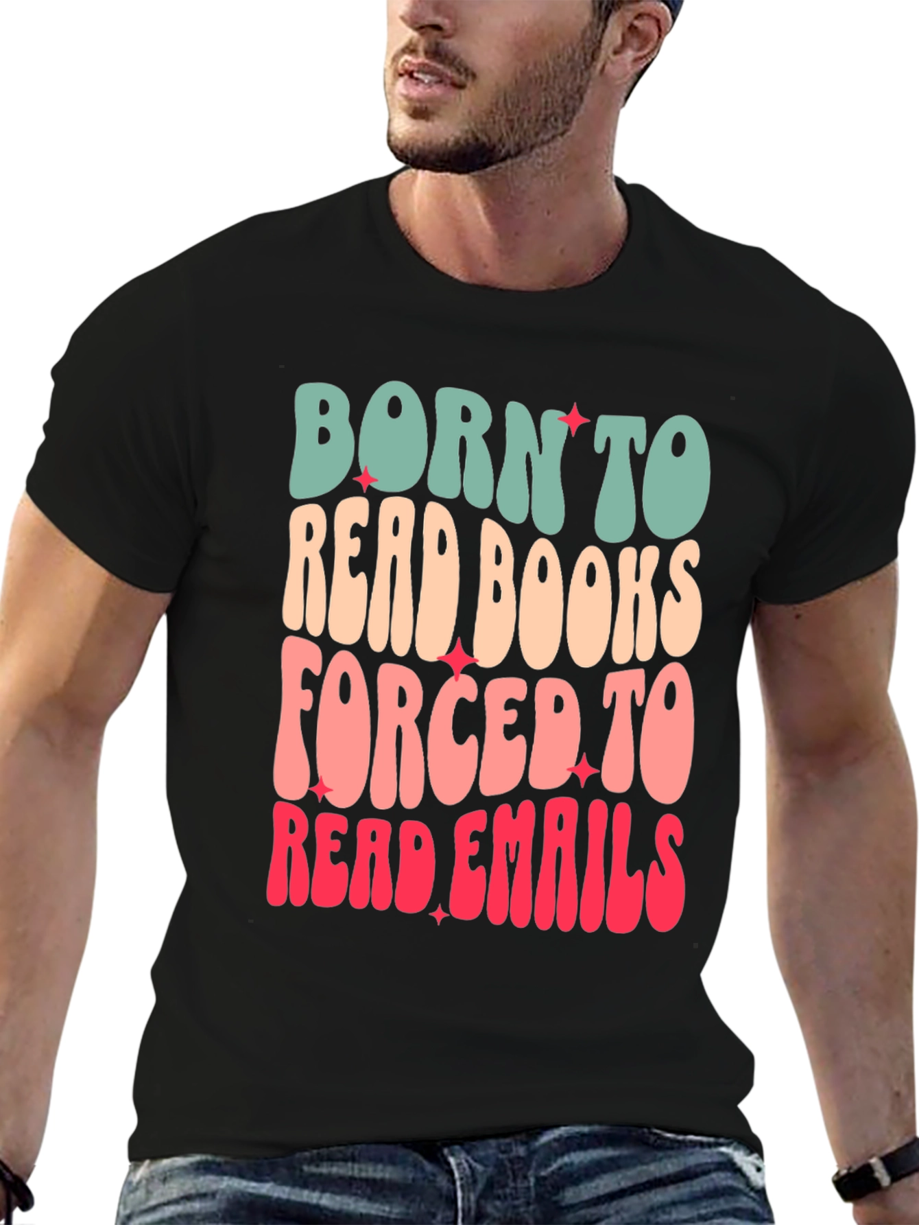 Black Born to Read Books T-Shirt - Novelty Graphic Tee view 6