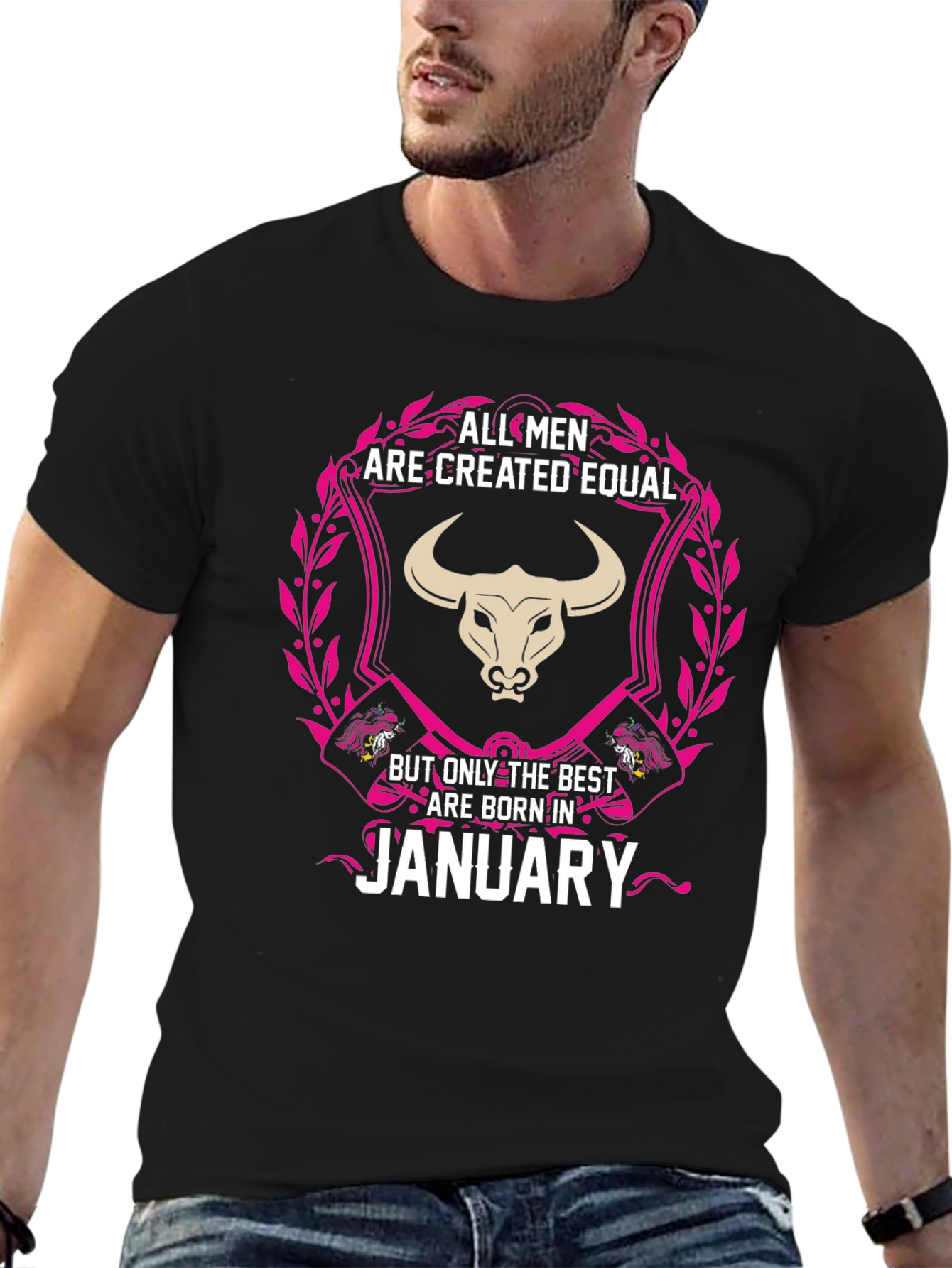 Black Best Men Born In January T-Shirt view 6