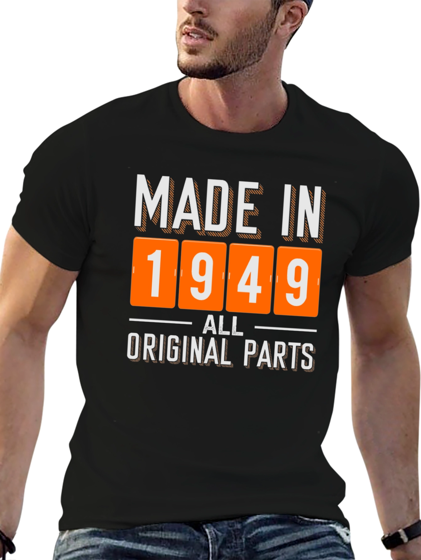 Black Made in 1949 All Original Parts T-Shirt view 6