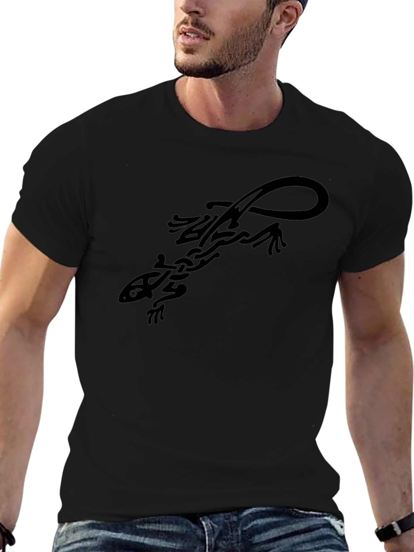 Black Tribal Lizard Graphic Tee - Cool Casual Style view 6