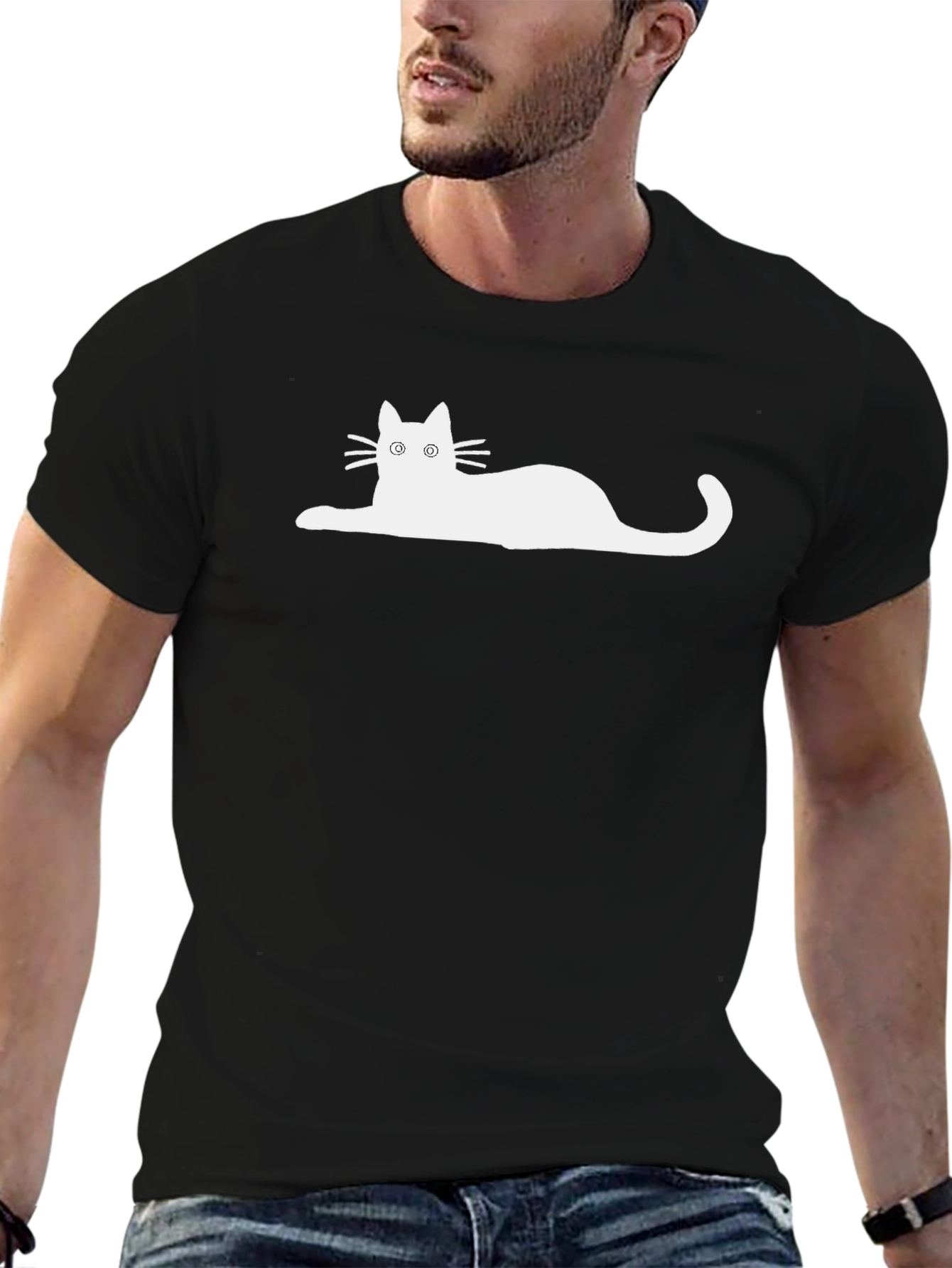 Black Cool Cat Graphic Tee - Relaxed Fit, Black view 6