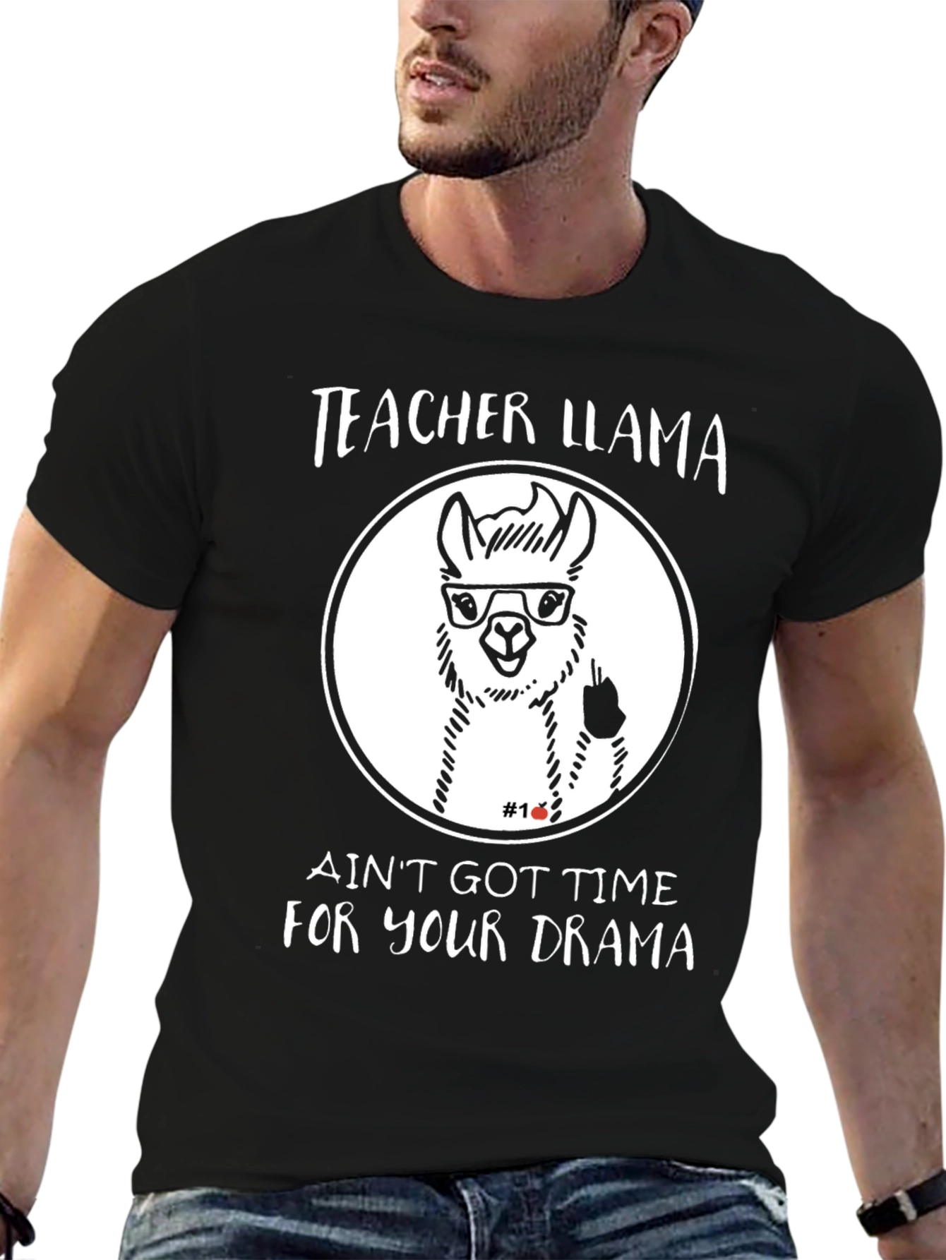 Black Teacher Llama Black T-Shirt - Ain't Got Time For Your Drama view 6