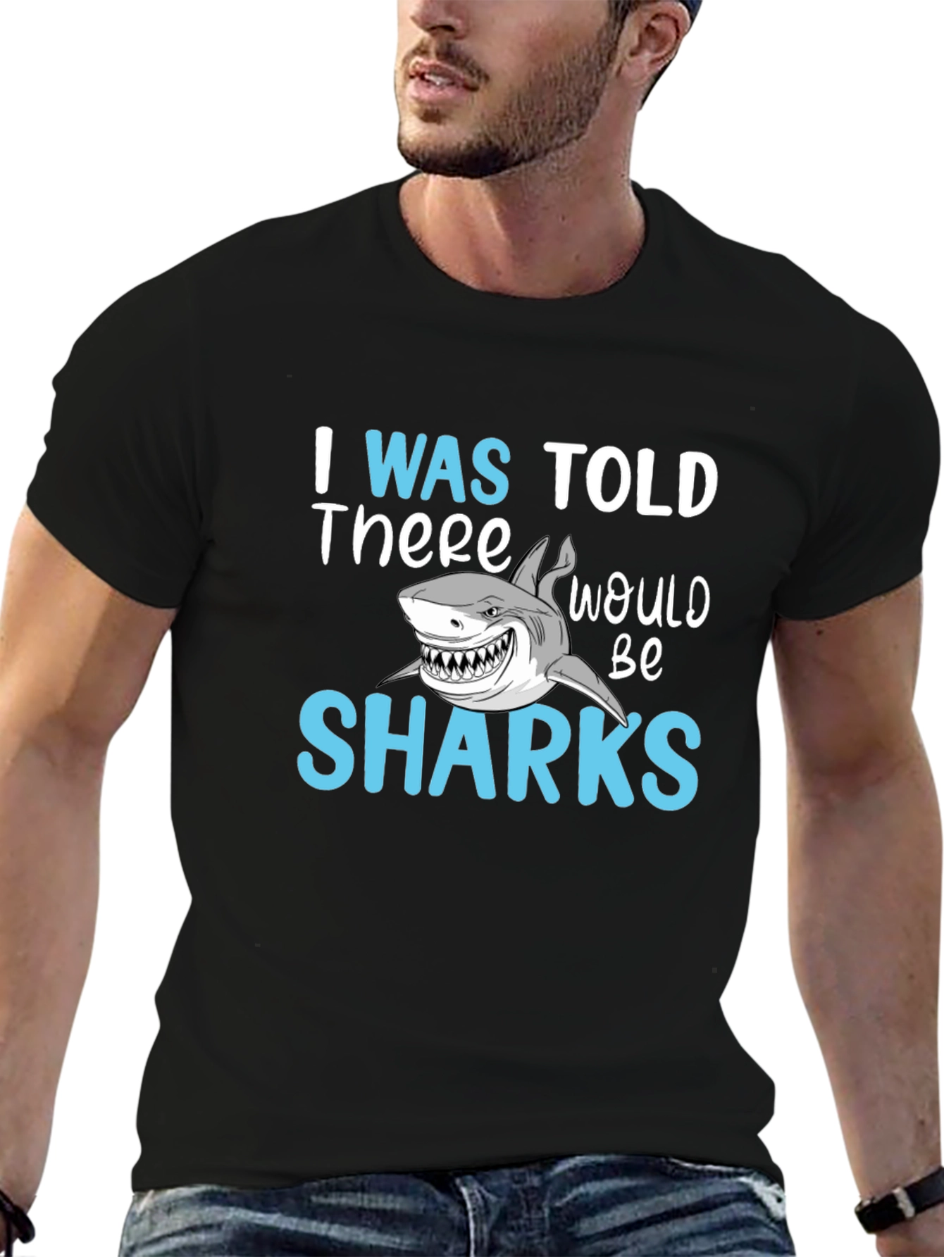 Black Shark Graphic T-Shirt - I Was Told There Would Be Sharks Tee view 6