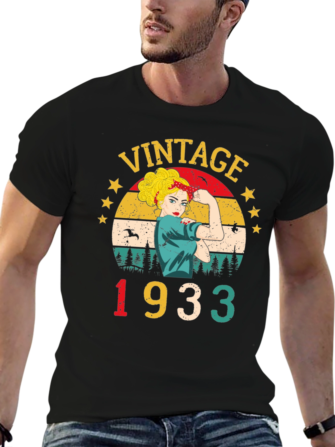 Black Vintage 1933 Rosie the Riveter T-Shirt view 6