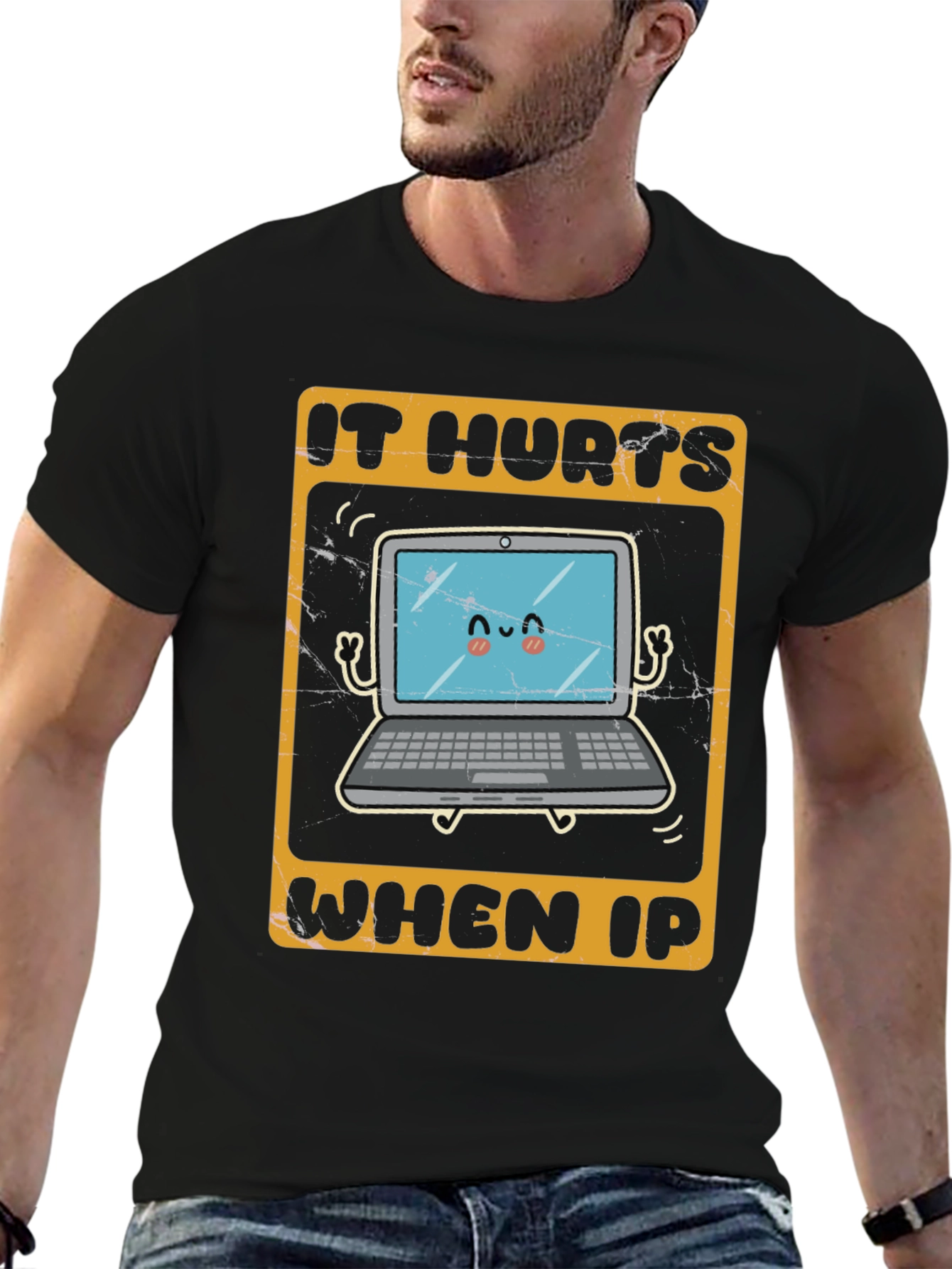 Black It Hurts When IP Funny Tech T-Shirt view 6