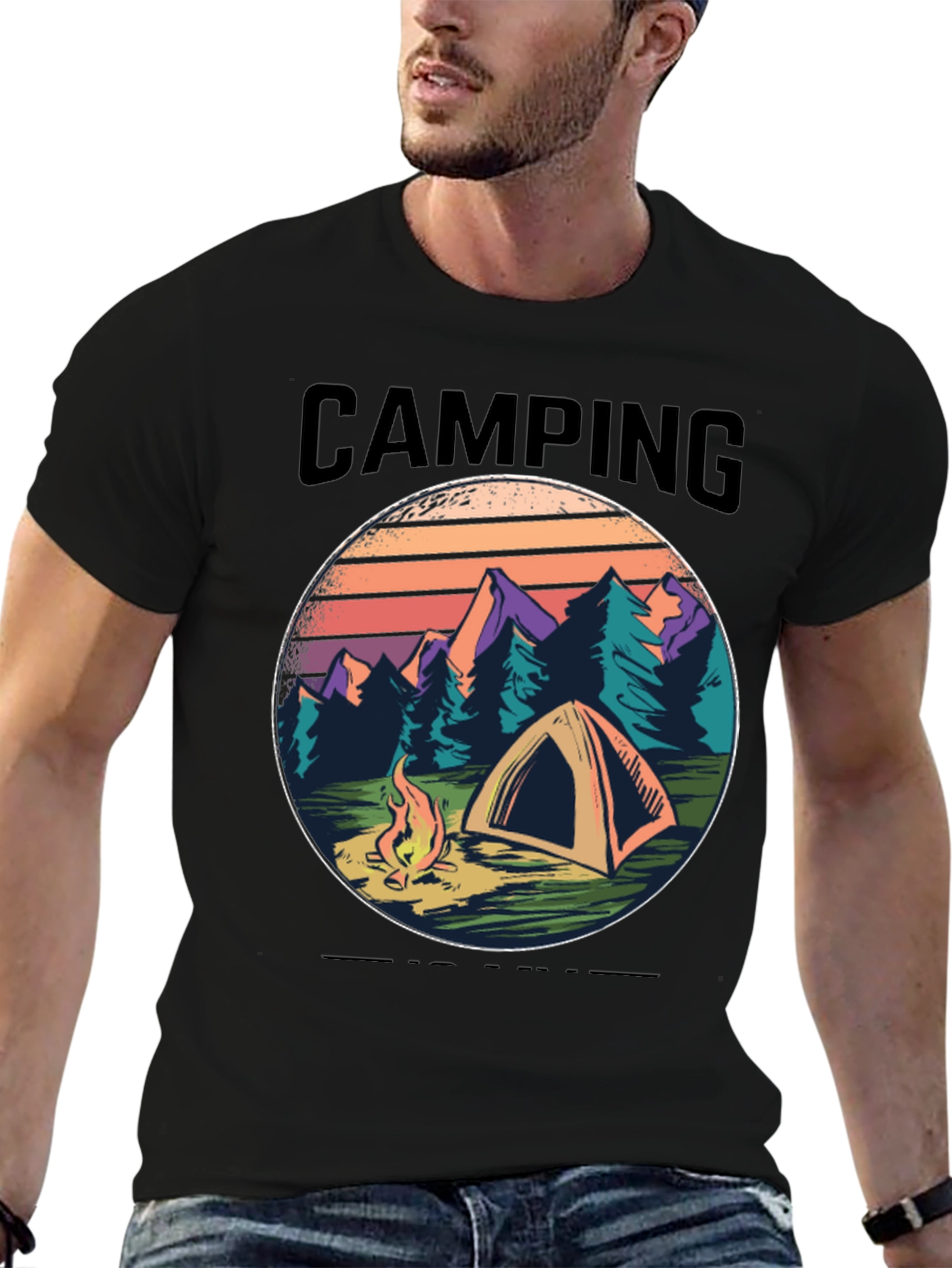 Black Camping Graphic Tee - Nature Adventure Shirt view 6