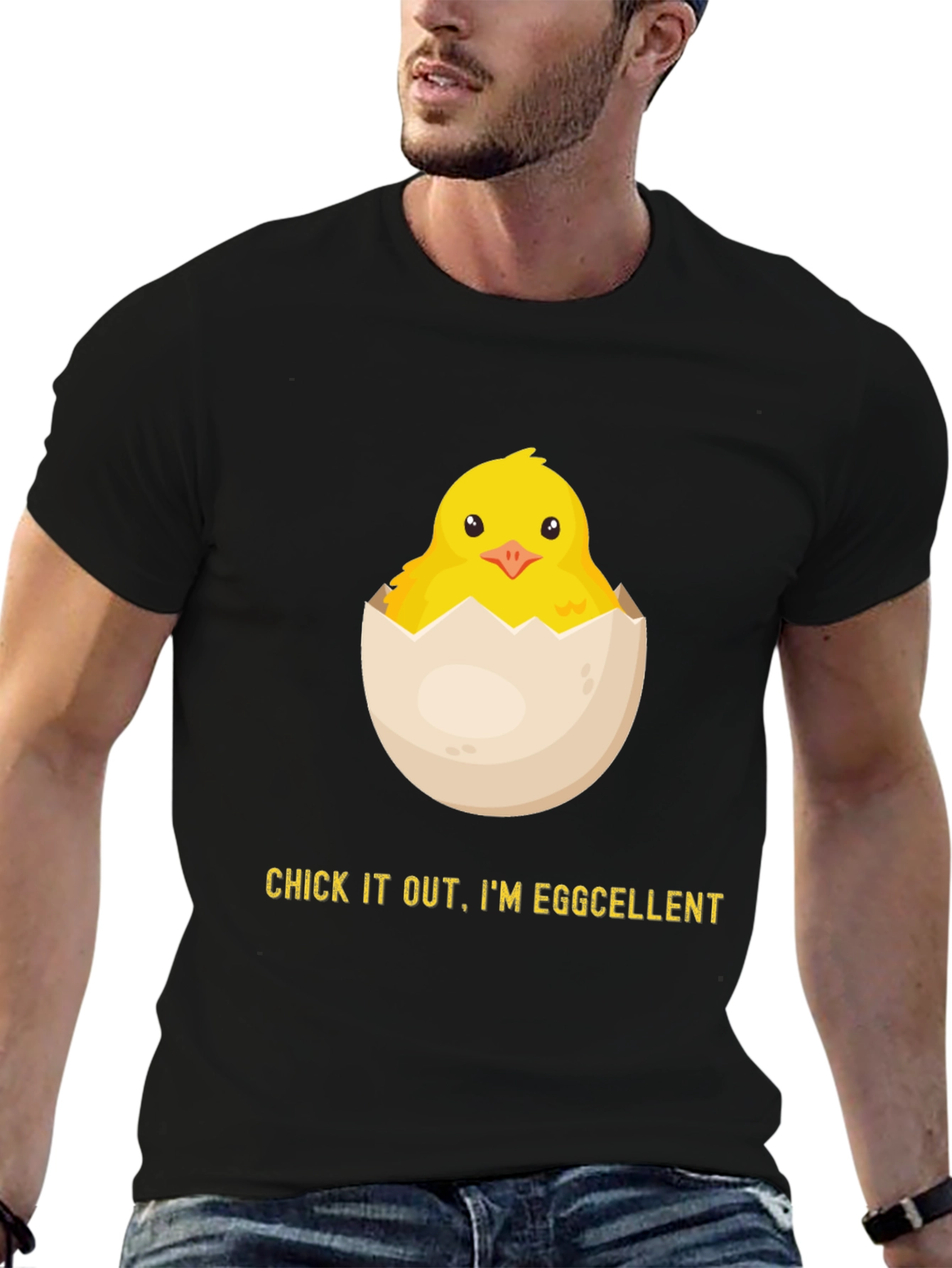 Black Eggcellent Chick Graphic Tee - Funny Easter Shirt view 6
