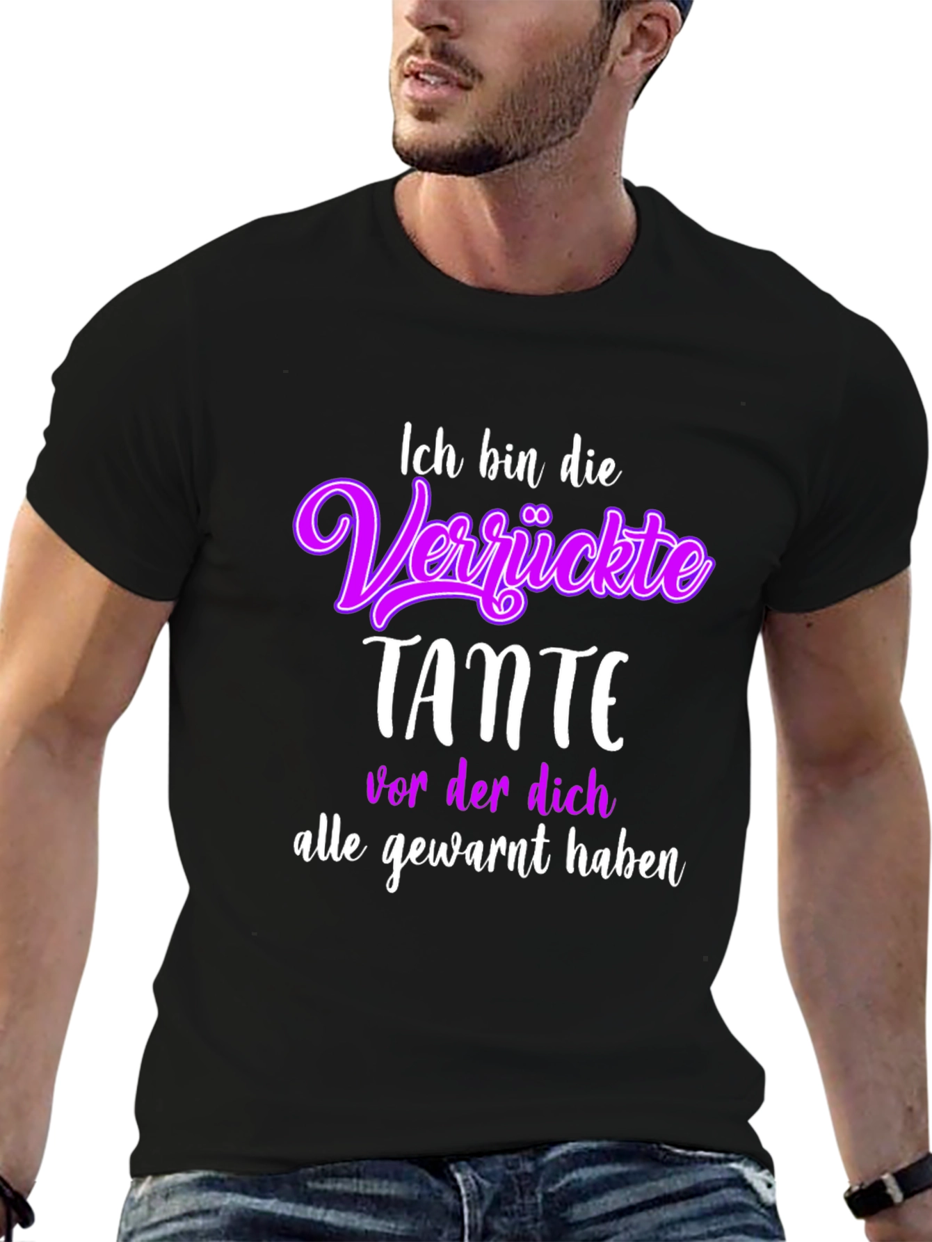 Black Funny Aunt T-Shirt - "Ich bin die Verrückte Tante" view 6