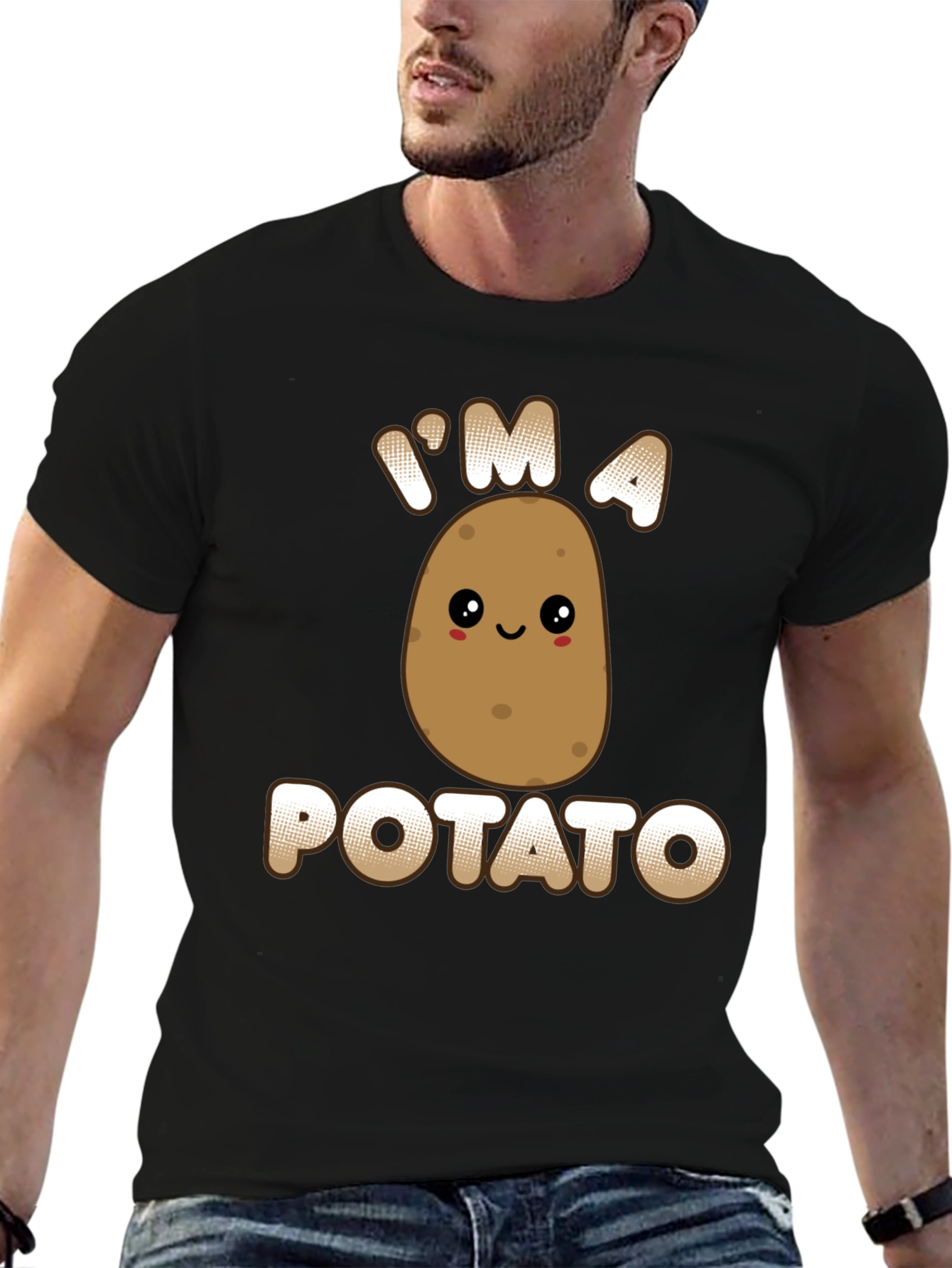 Black Funny Potato Graphic T-Shirt - I'm A Potato Tee view 6