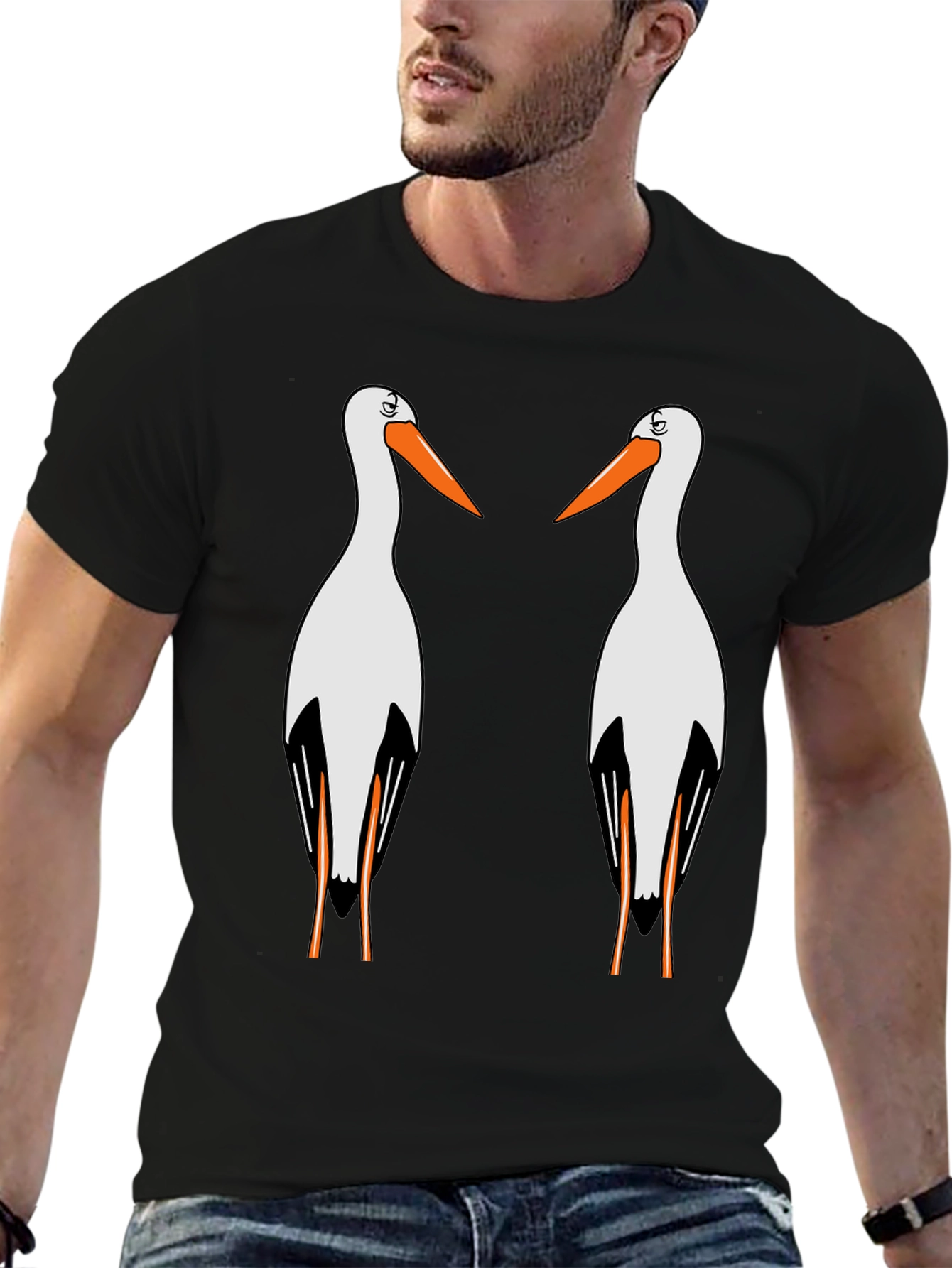 Black Stork Graphic T-Shirt - Quirky Bird Lover Tee view 6