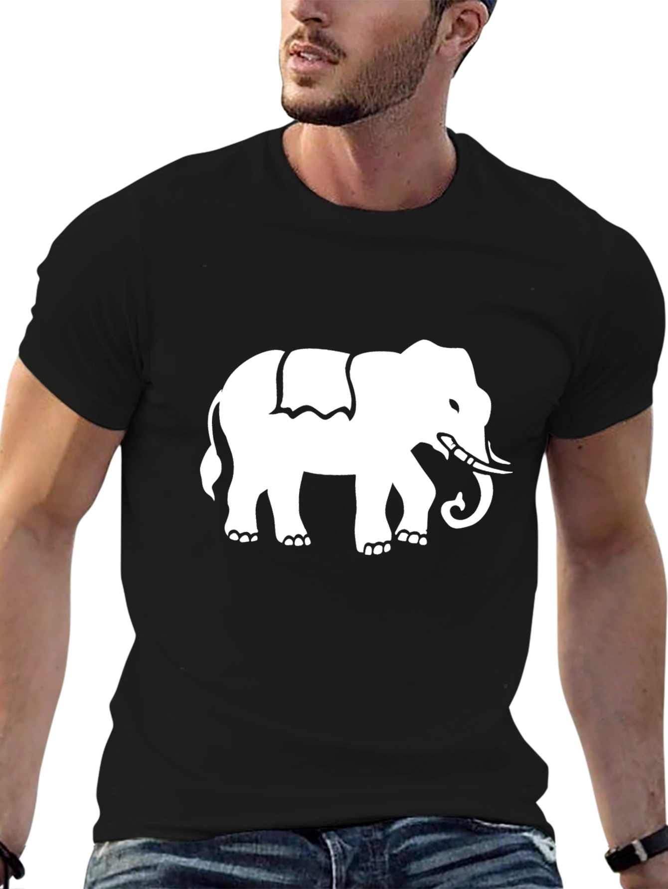 Black Elephant Graphic Black T-Shirt view 6