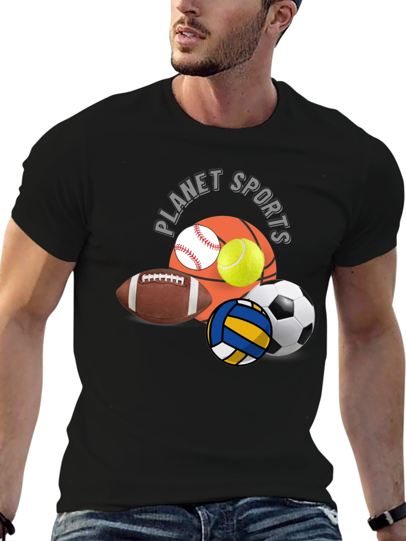 Black Planet Sports Black Graphic T-Shirt view 6