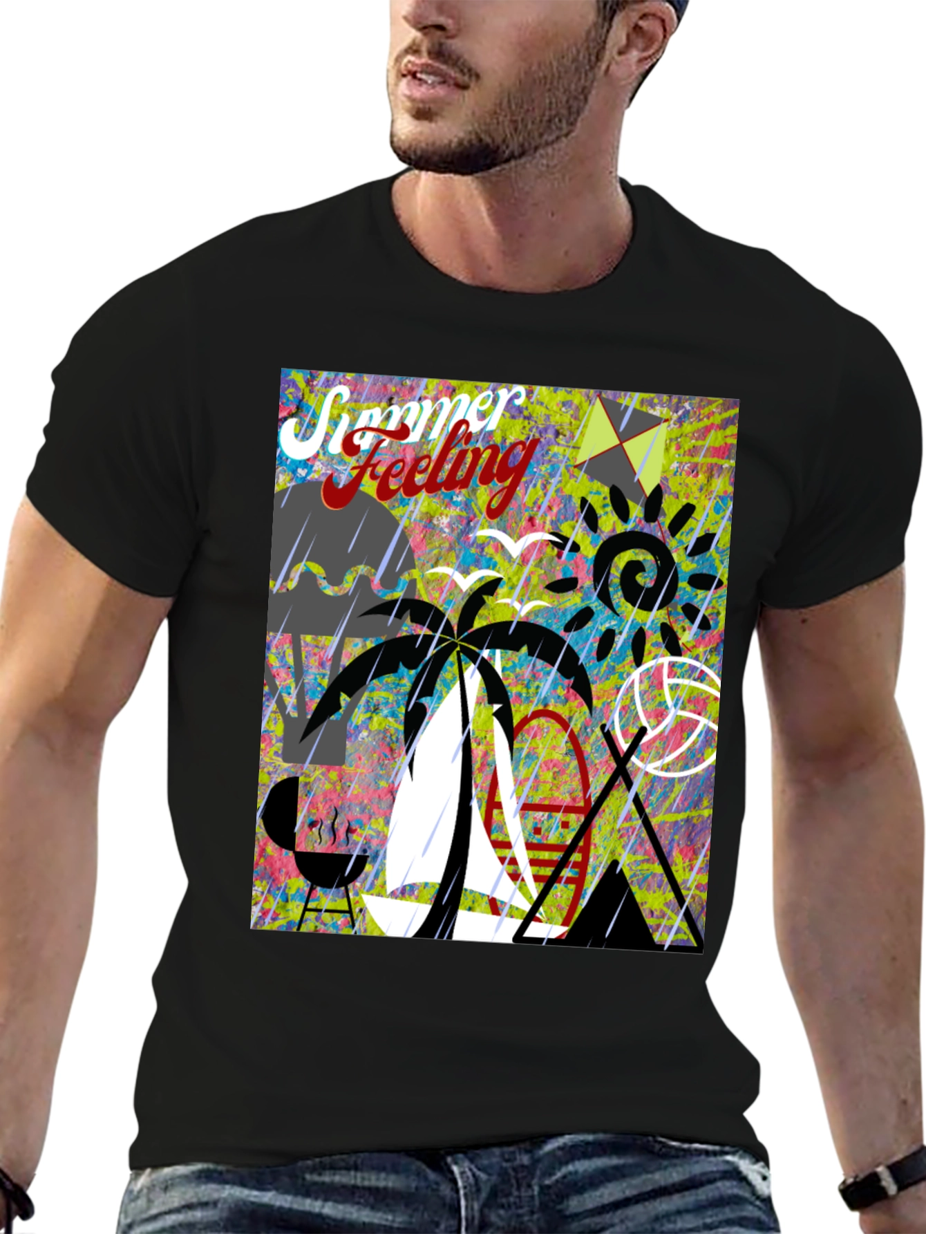 Black Summer Feeling Graphic Tee view 6