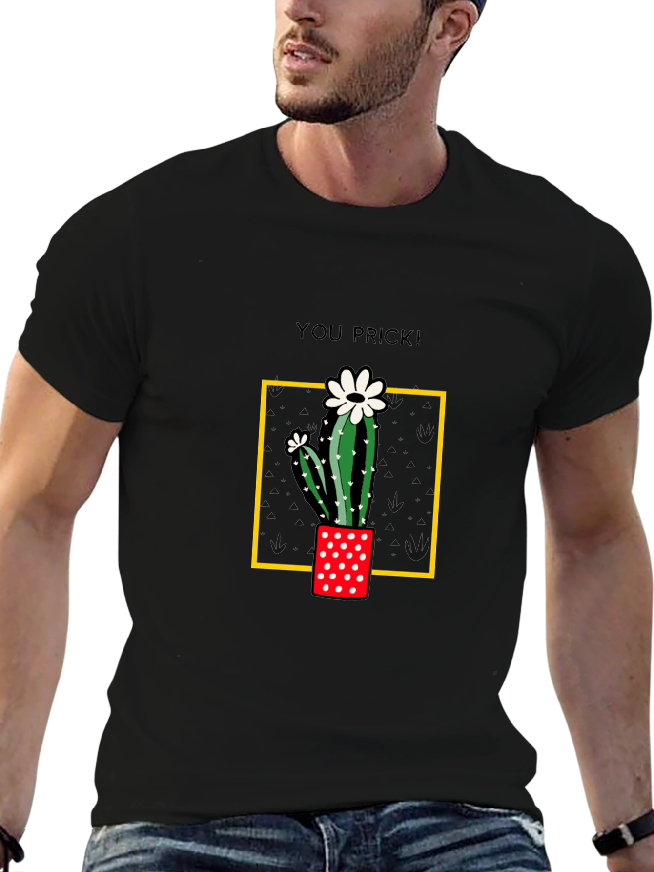 Black Cactus You Prick! Graphic T-Shirt view 6