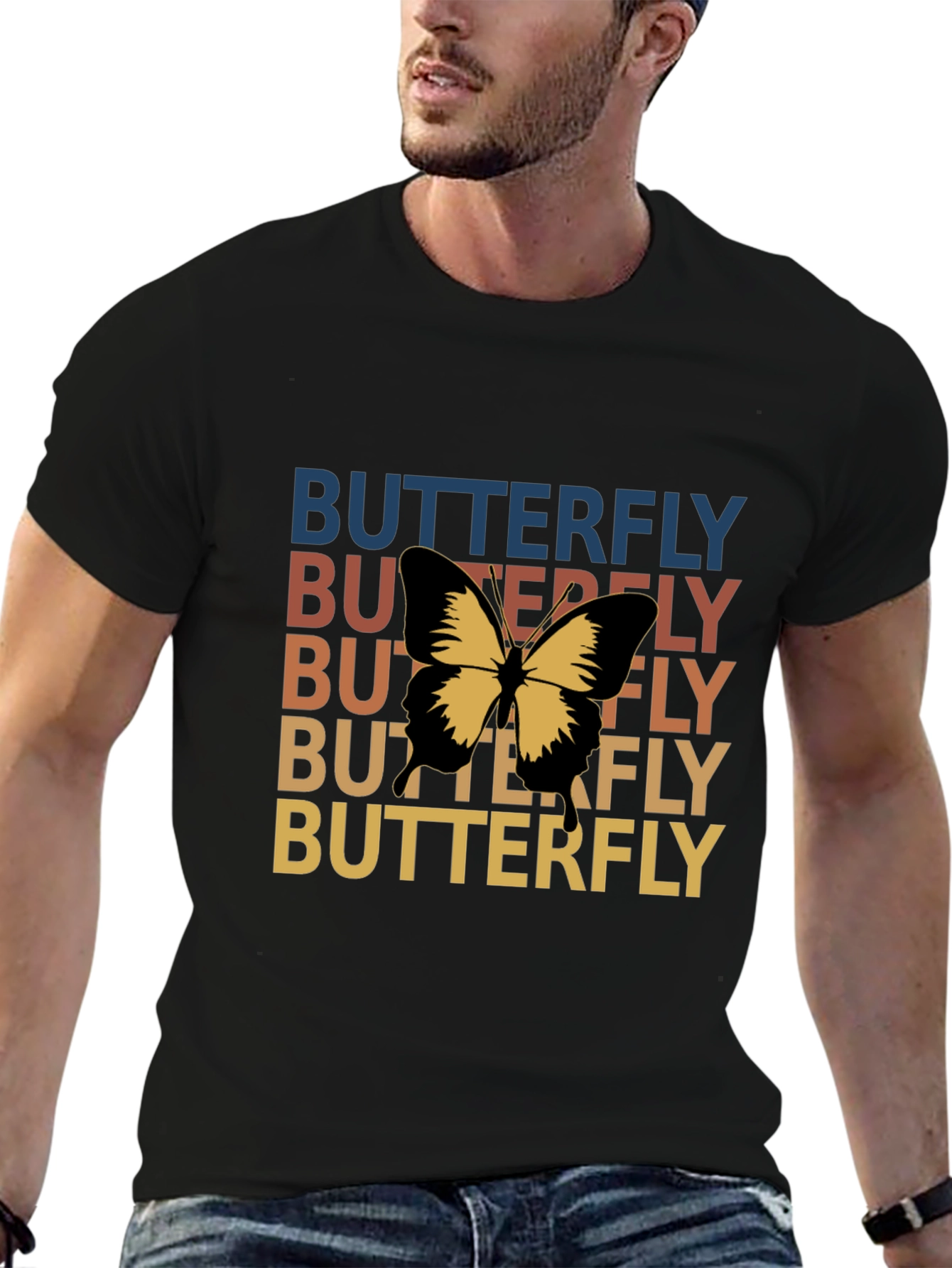Black Retro Butterfly T-Shirt - Vintage Style Graphic Tee view 6