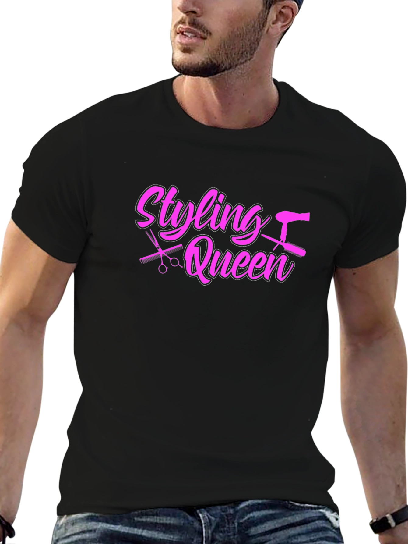 Black Styling Queen Graphic Tee - Hairdresser T-Shirt view 6