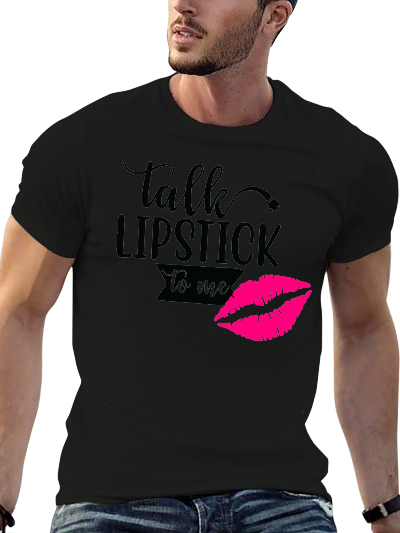 Black Talk Lipstick to Me Graphic Tee view 6
