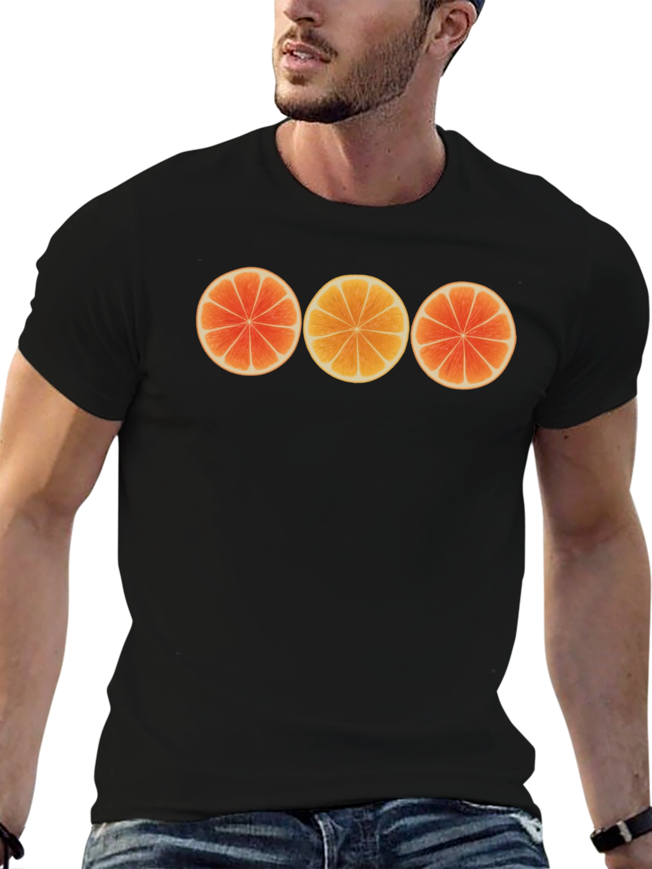 Black Citrus Slice Graphic T-Shirt - Unique Fruit Design view 6