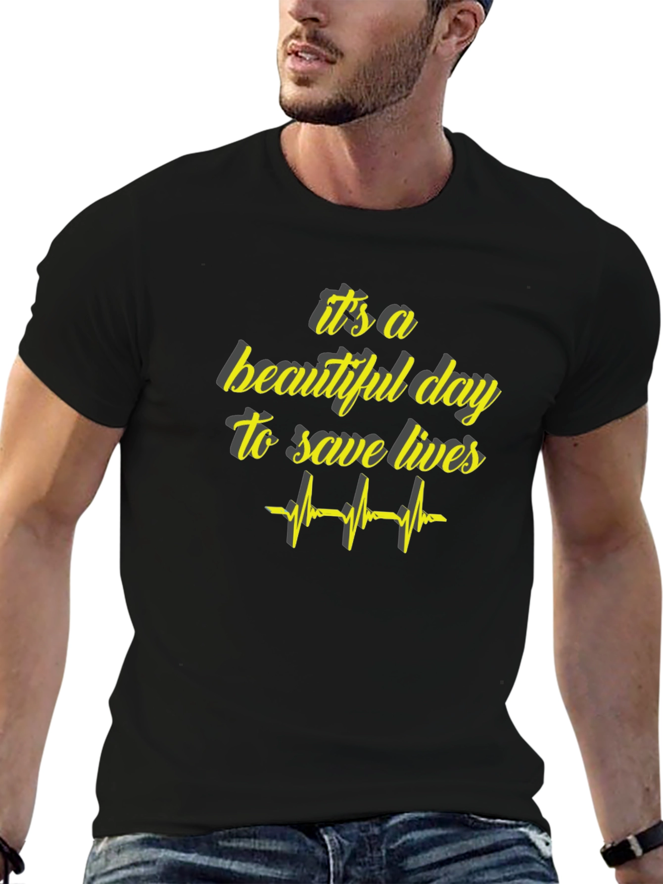 Black It's A Beautiful Day To Save Lives Graphic Tee view 6
