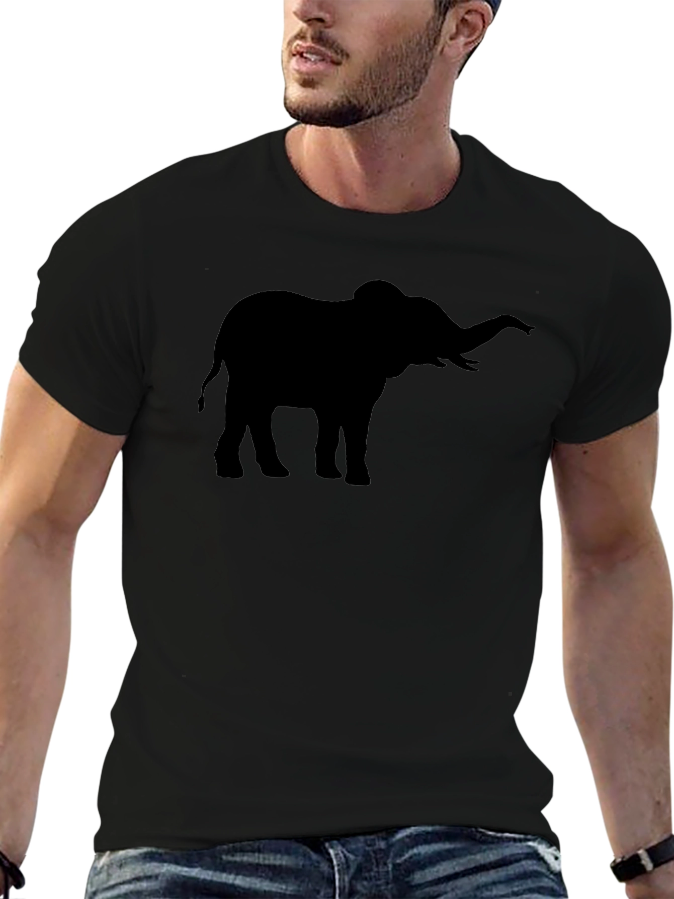 Black Elephant Silhouette Graphic Tee - Black view 6